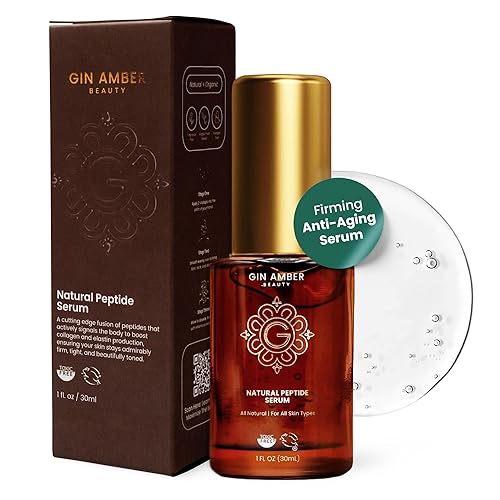 Miniatura 6 de Gin Amber Beauty Natural Peptide Suero - Aprieta, firme y suave, fórmula facial antienvejecimiento natural y orgánica, 1 onza líquida