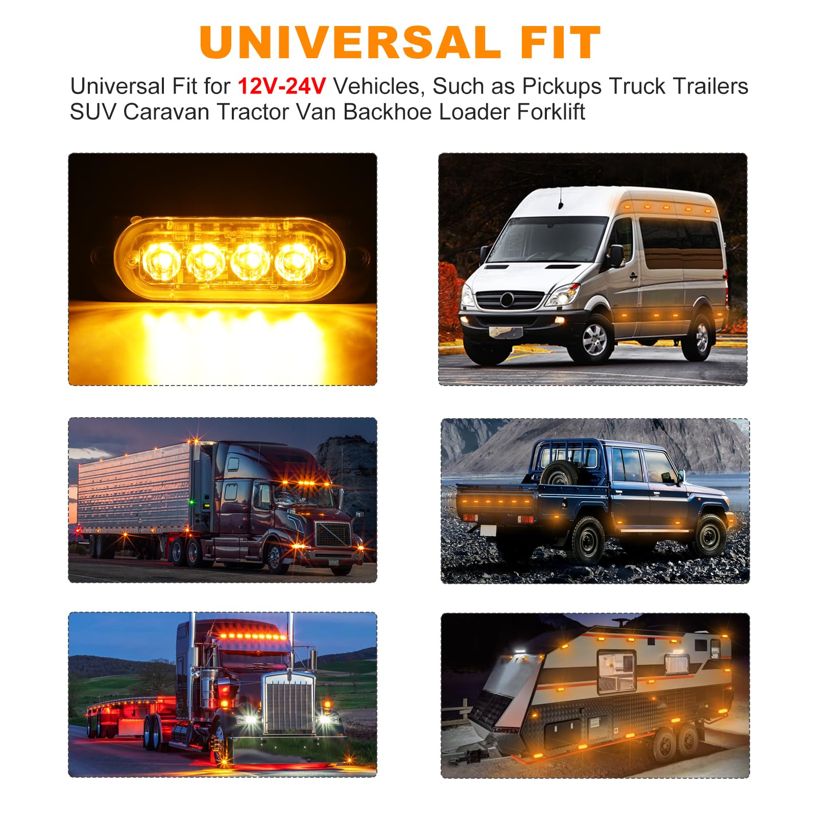 DREAMIZER 12V 24V Strobe Lights Side Lights 4Pcs 6 LED DREAMIZER 12V 24V Strobe Lights Side Lights 4Pcs 6 LED