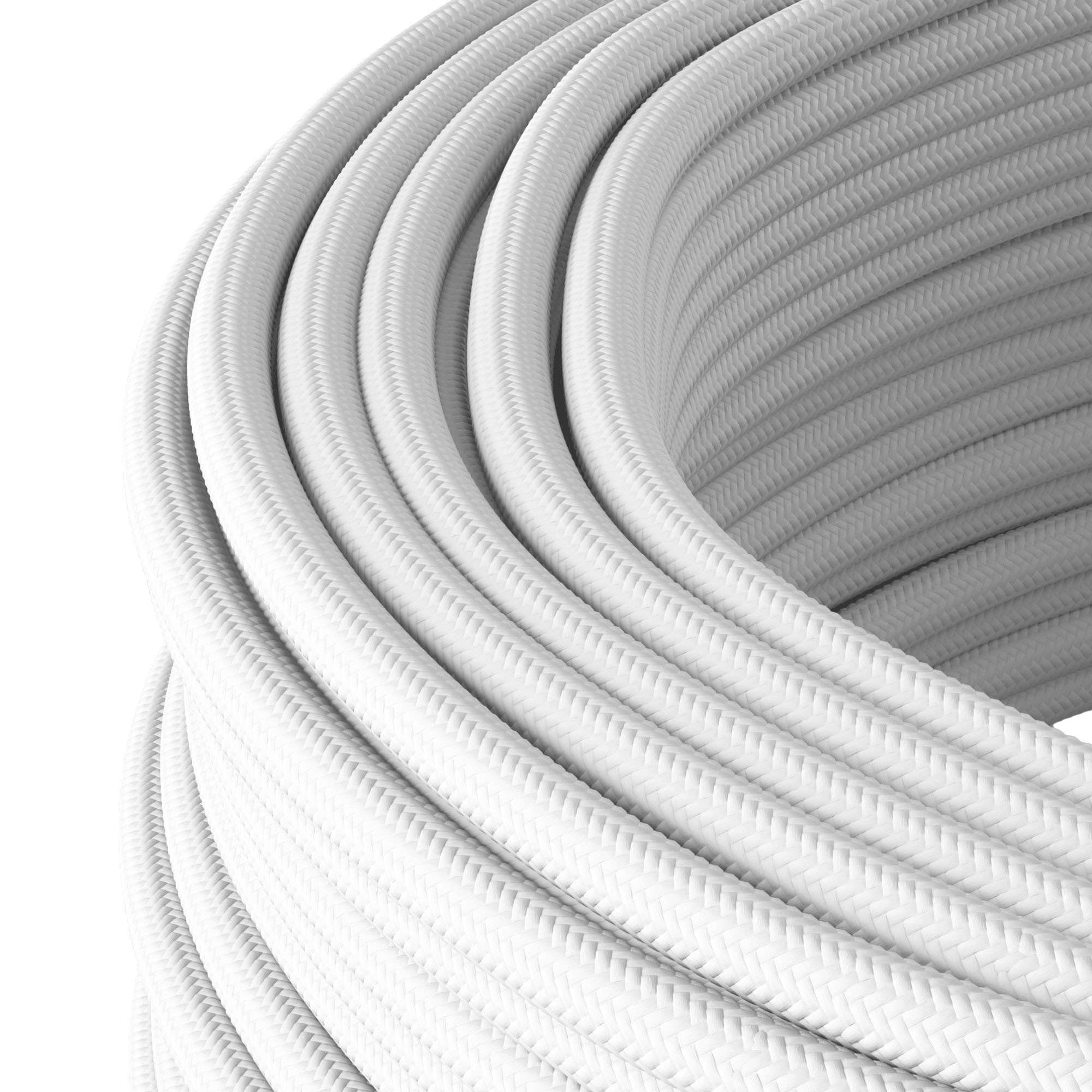 Cable textil para instalación eléctrica en superficie, cable redondo, 3 hilos (3 × 1,5 mm²), color blanco – 20 metros
