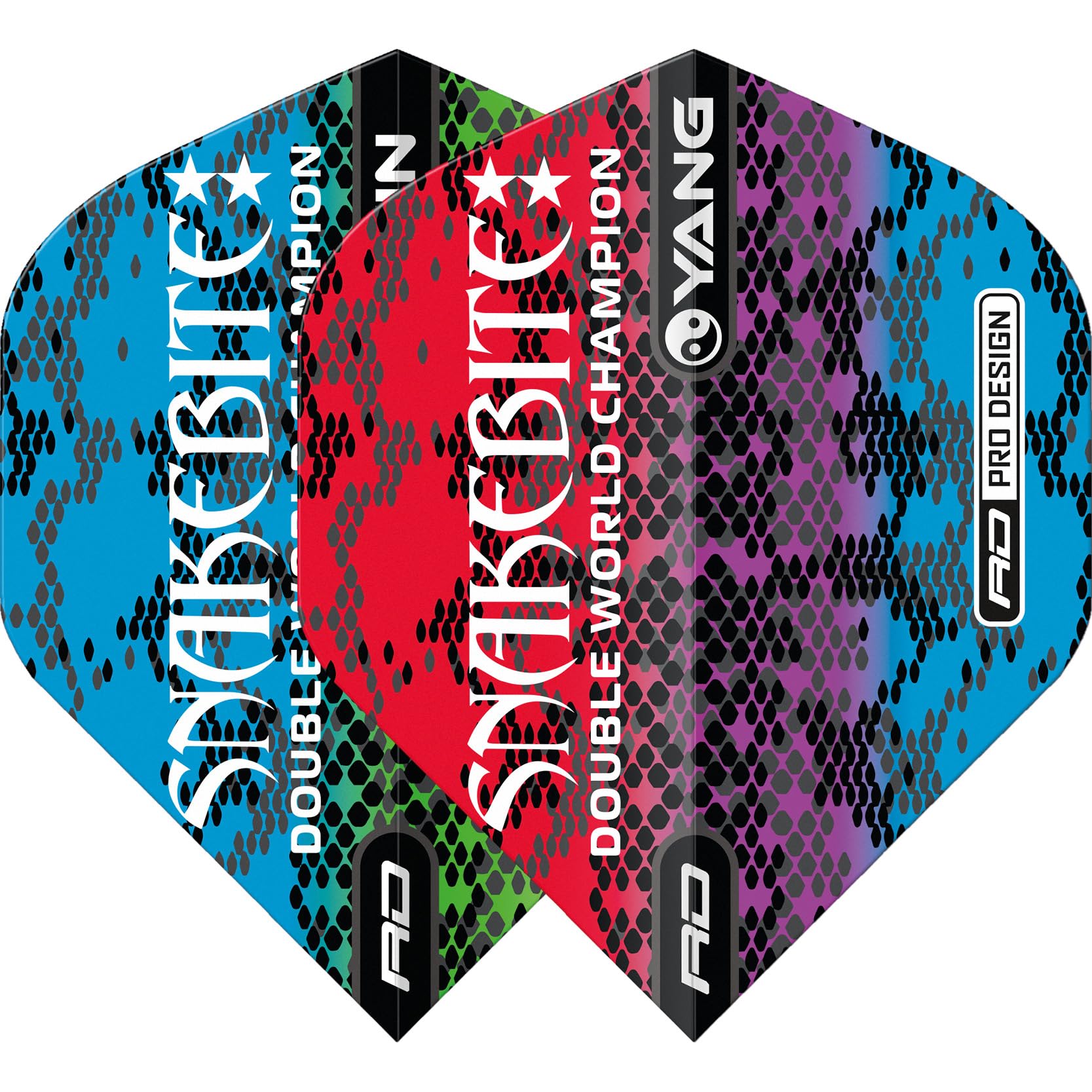 RED DRAGON DARTS, Peter Wright, Snakebite, Yin Yang Dart Flights 3 Sets Per Pack (9 in Total), Extra Thick 100 Micron - Image 3