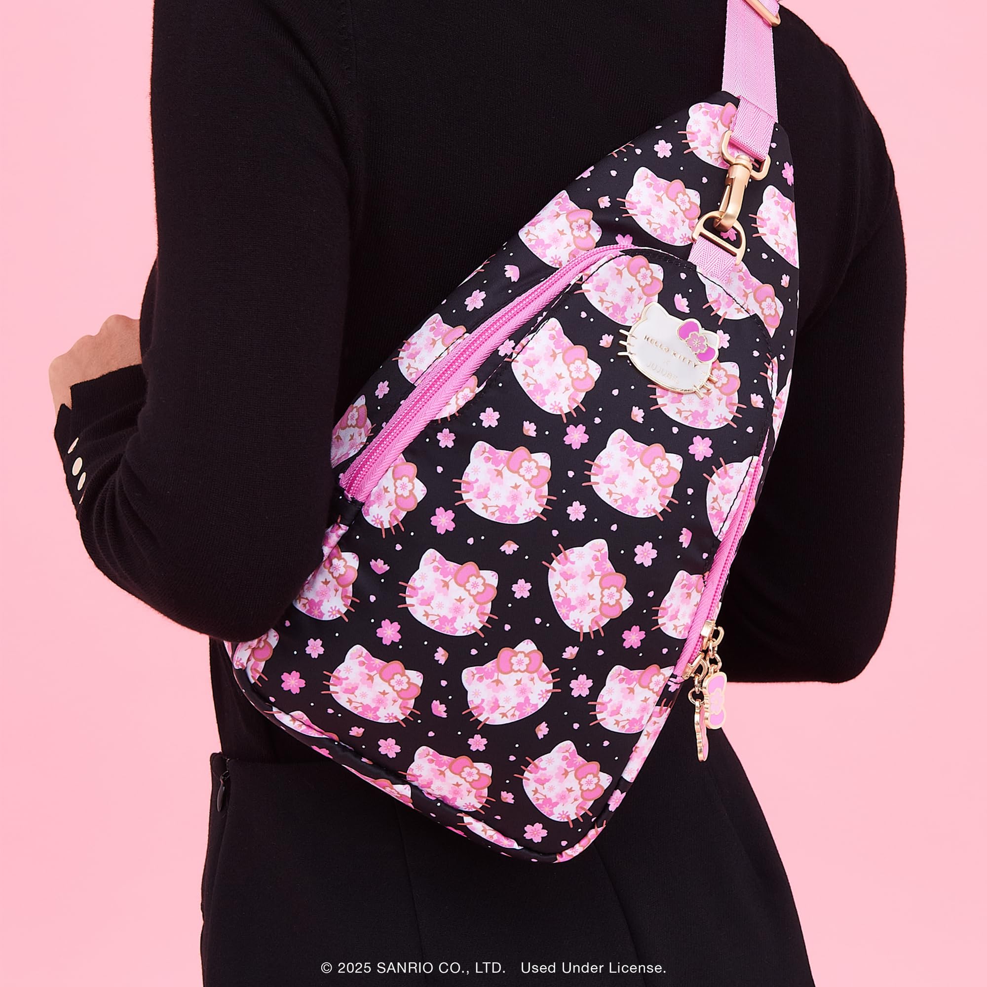 JuJuBe x Hello Kitty Cherry Blossoms Crossbody Sling Diaper Bag, Purses for Women, Essentials for Mom, Newborn, Baby & Toddler, Women’s Crossbody Bag, Adjustable Strap, Lightweight, Machine Washable