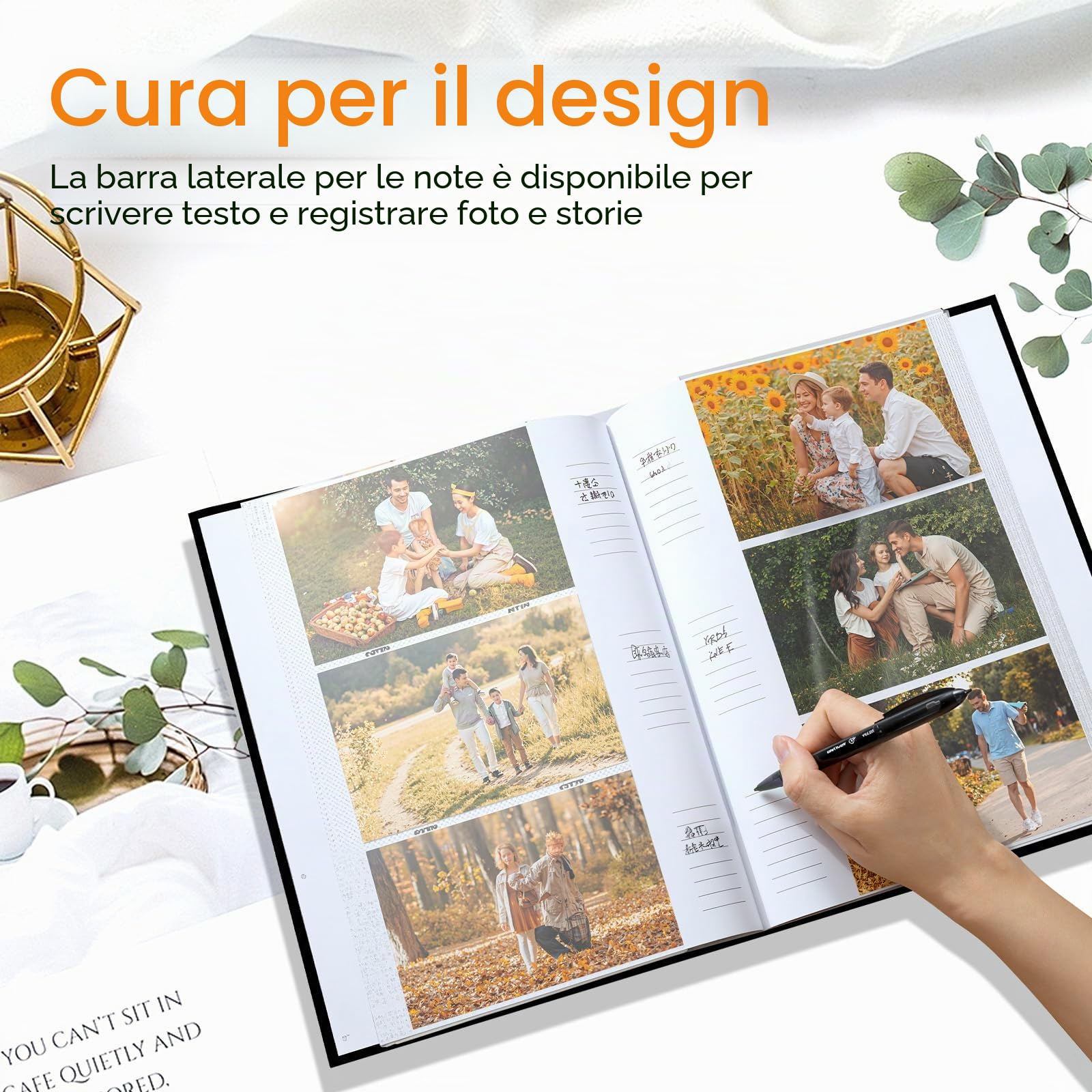 Album Fotografico 10x15 cm 300 Foto - Copertina in Lino Nero con Finestra Frontale, 50 Fogli (100 Pagine), con Superficie di Scrittura - per Matrimonio, Famiglia, Viaggi.