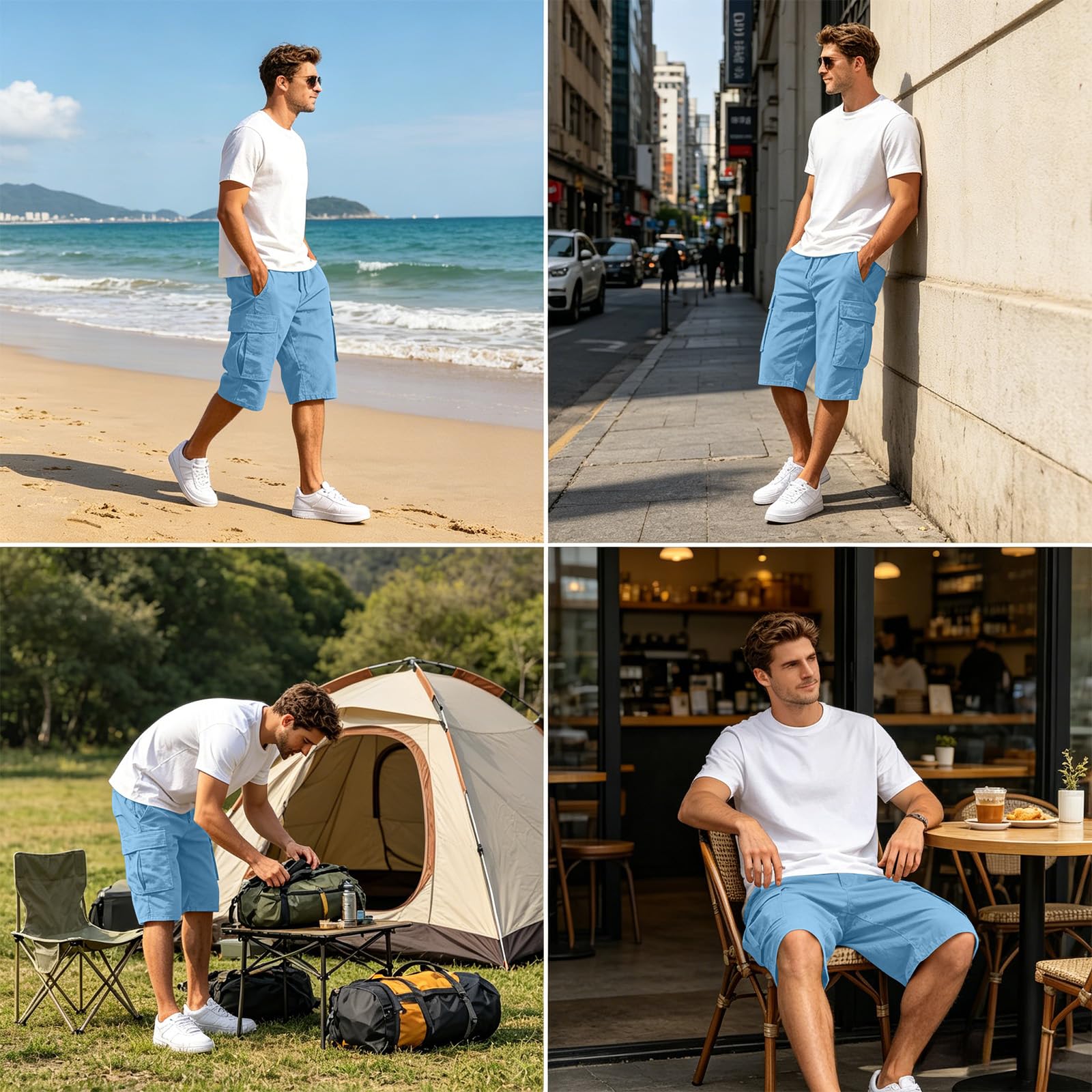 Pantaloncini Uomo Da Lavoro,Da Uomo Leggero Cargo Combat Pantaloncini Con Tasche Casual Lunghezza Al Ginocchio Pantaloncino Vestibilità Comoda Outdoor Hiking Pantaloncino Elasticizzato Resistente