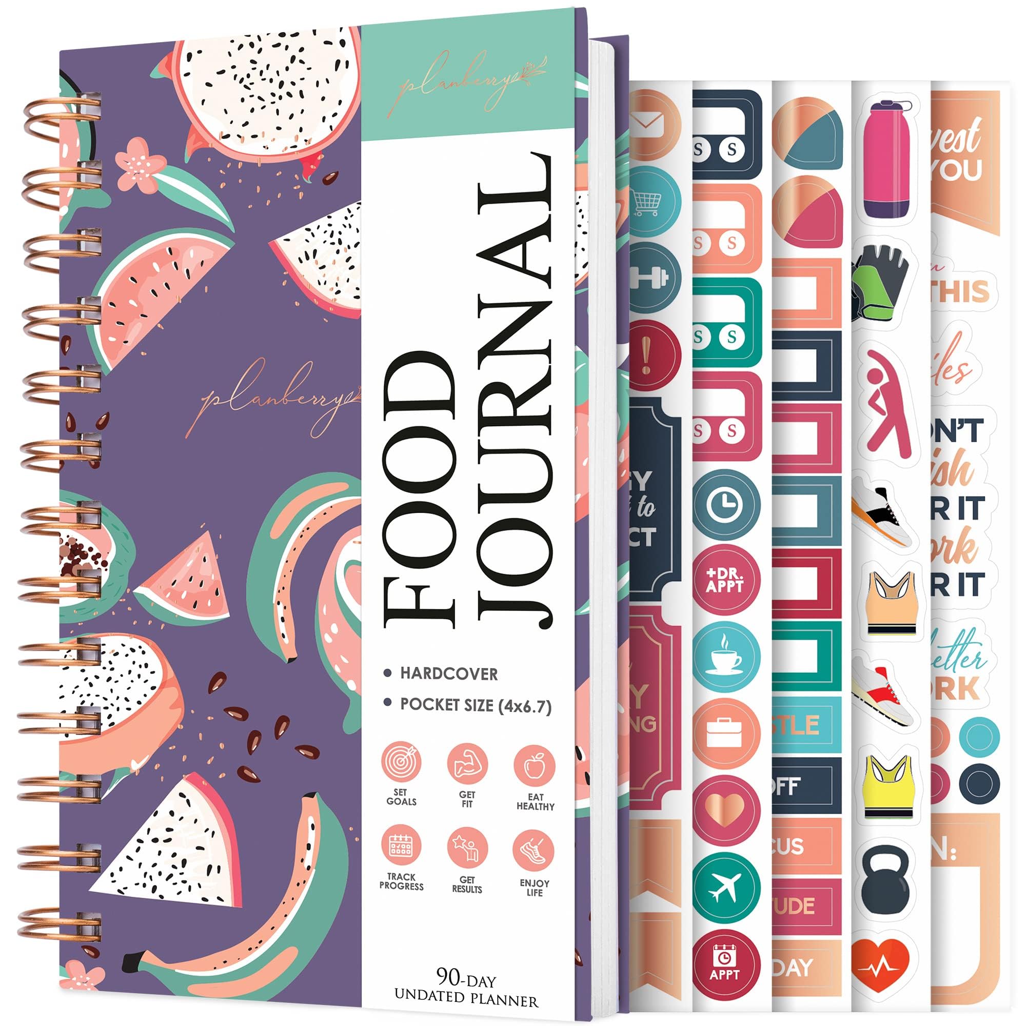 PLANBERRY Pocket Food Journal Premium – Nutrition Planner – Diet & Calorie Tracker – Meal & Exercise Diary – Weight Loss Journal (Tropical Fresh)