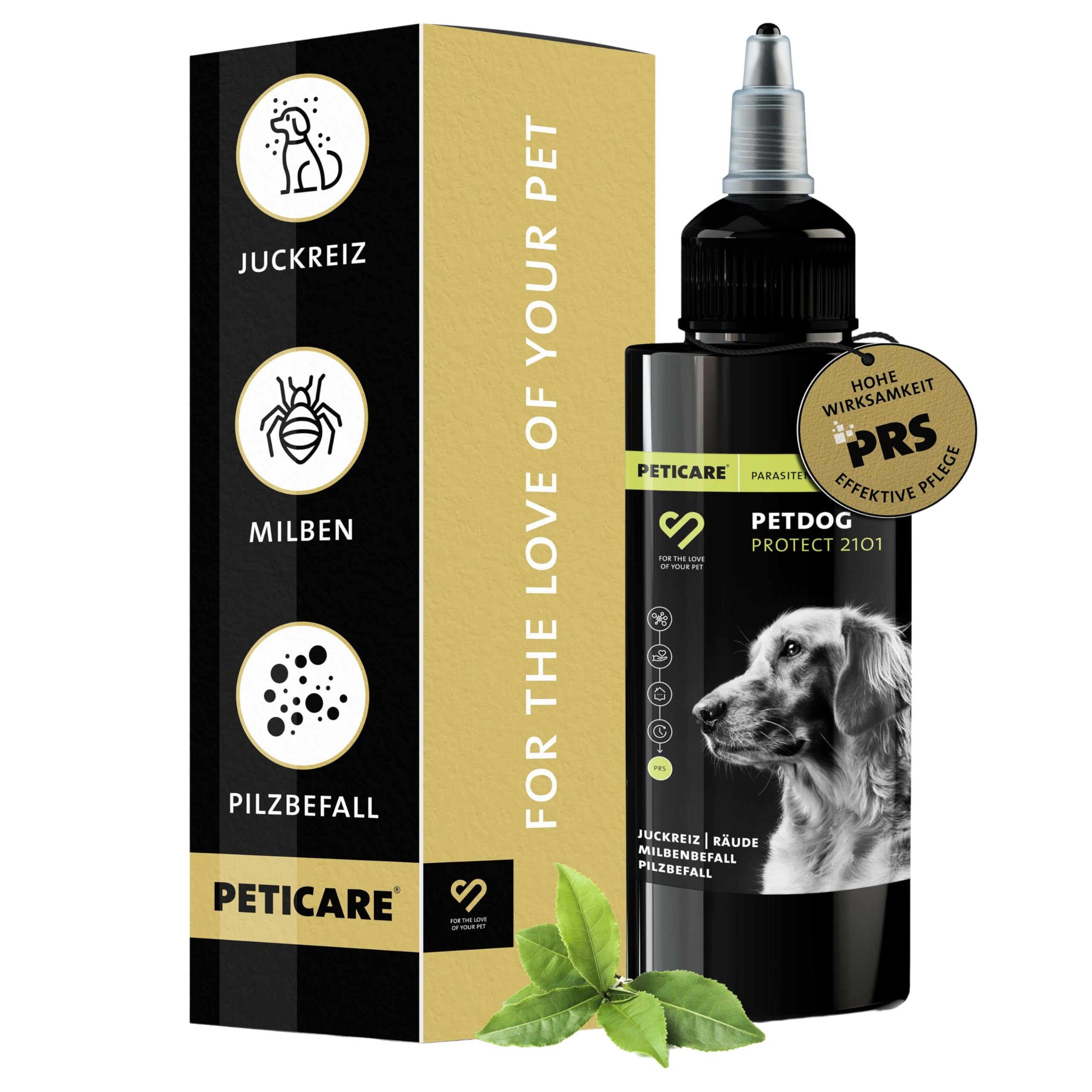 Peticare specjalna pielęgnacja dla psów ze świądem, roztoczami, pchłami, grzybami - pielęgnacja przy silnym swędzeniu, ocieraniu i drapaniu, petDog Protect 2101