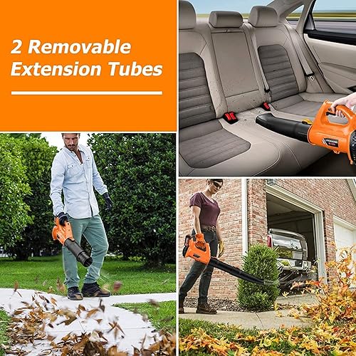 Miniatura 5 de BHY Soplador de hojas - Soplador de hojas de 320 CFM, 150 MPH, 20 V, inalámbrico con 2 baterías de 4.0 Ah y cargador, soplador eléctrico de hojas