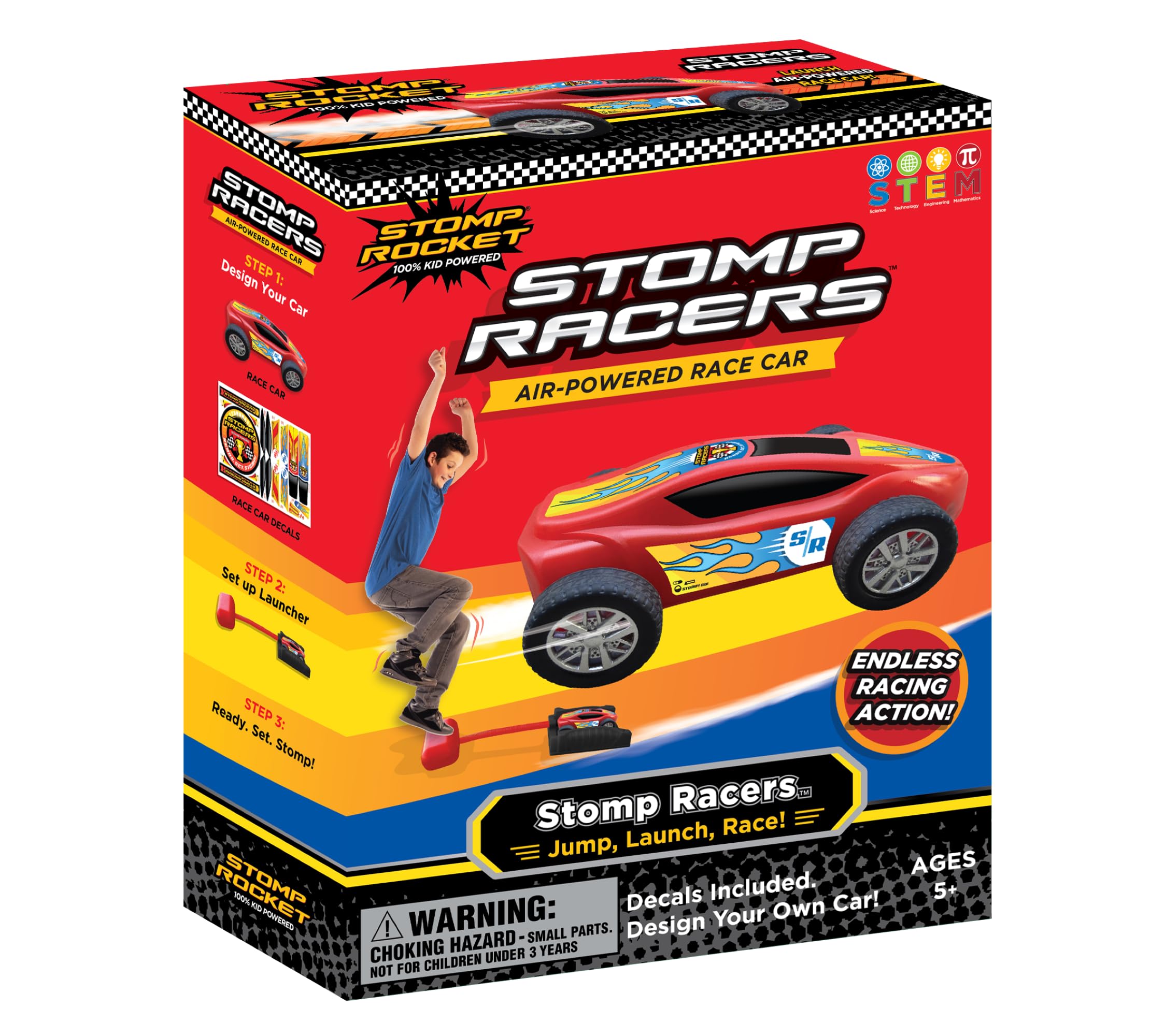 Stomp Rocket Original Stomp Racers Car Launcher for Kids - 1 Race Car and 1 Launch Pad - Perfect Toy and Gift for Boys or Girls Age 5+ Years Old - Indoor and Outdoor Fun, Active Play