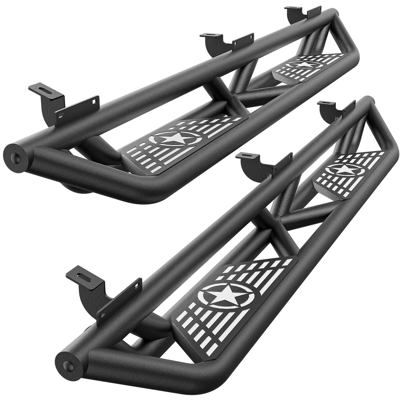 SUORTO Running Boards Side Steps Compatible with 2007-2018 Jeep Wrangler JK Unlimited 4 Doors, Heavy-Duty Steel Nerf Bars Step Plates Rock Sliders