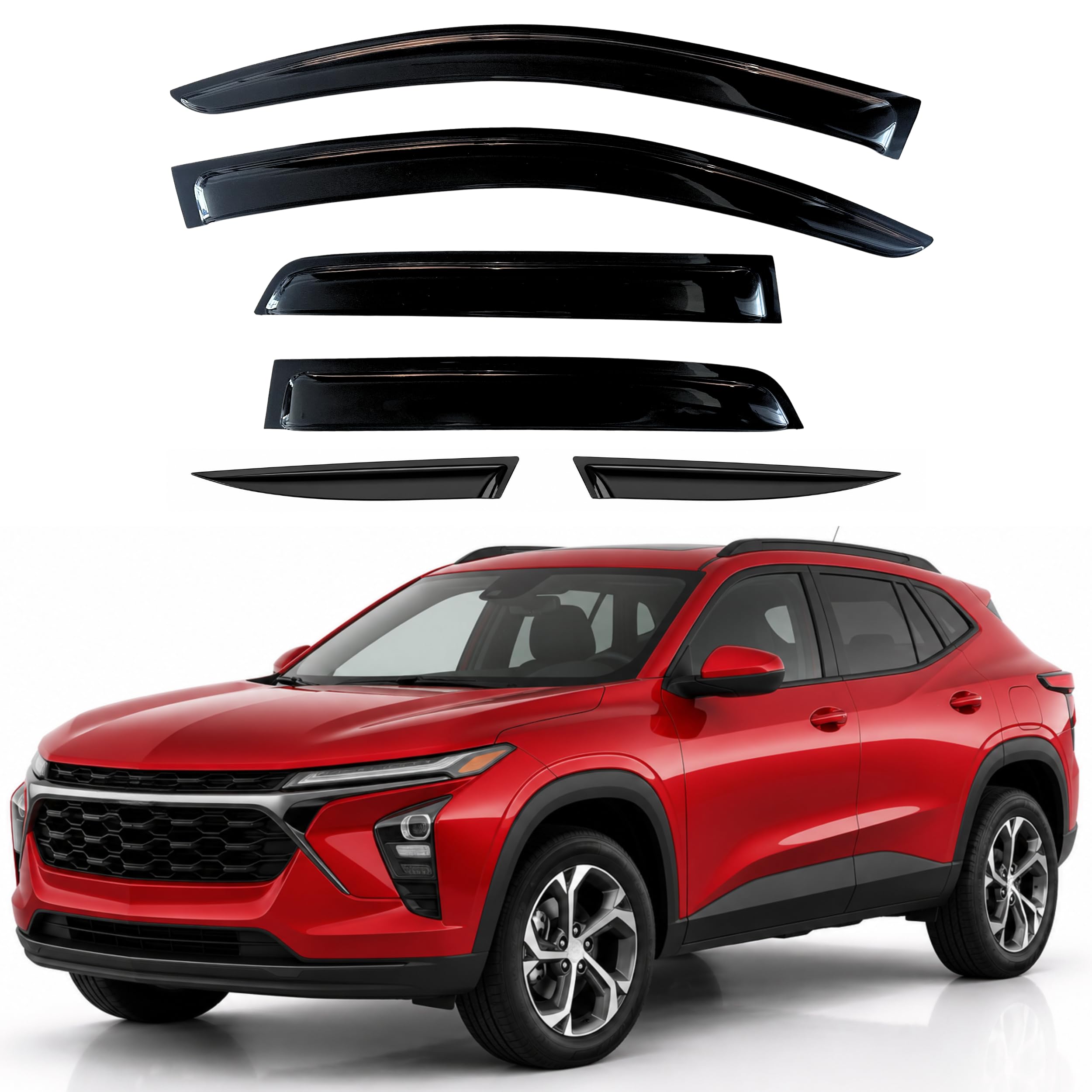 KPY Rain Guards Fit for 2024–2026 Chevrolet Trax, Out-Channel Window Visors Vent Wind Deflectors 6PC, Car Accessories for 24–26 Chevy Trax