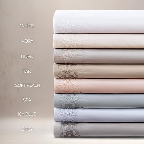 Miniatura 4 de Pure Parima Juego de sábanas de lujo 100% algodón egipcio certificado, fibras extralargas, frescas, transpirables, ultra cómodas, bordadas,