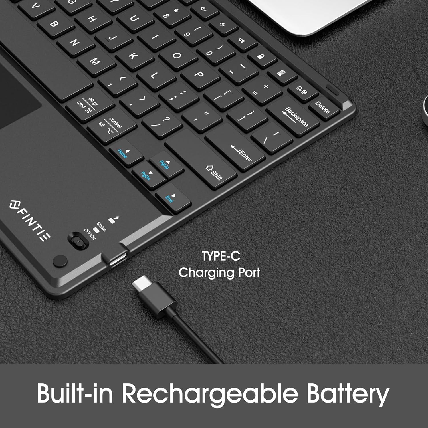 FINTIE Ultrathin 4mm Wireless Bluetooth Keyboard with Built-in Multi-Touch Touchpad for iPad, iPhone, Samsung Galaxy, Nexus, Microsoft Surface, HP and Other Bluetooth Devices [Retail Packaging]