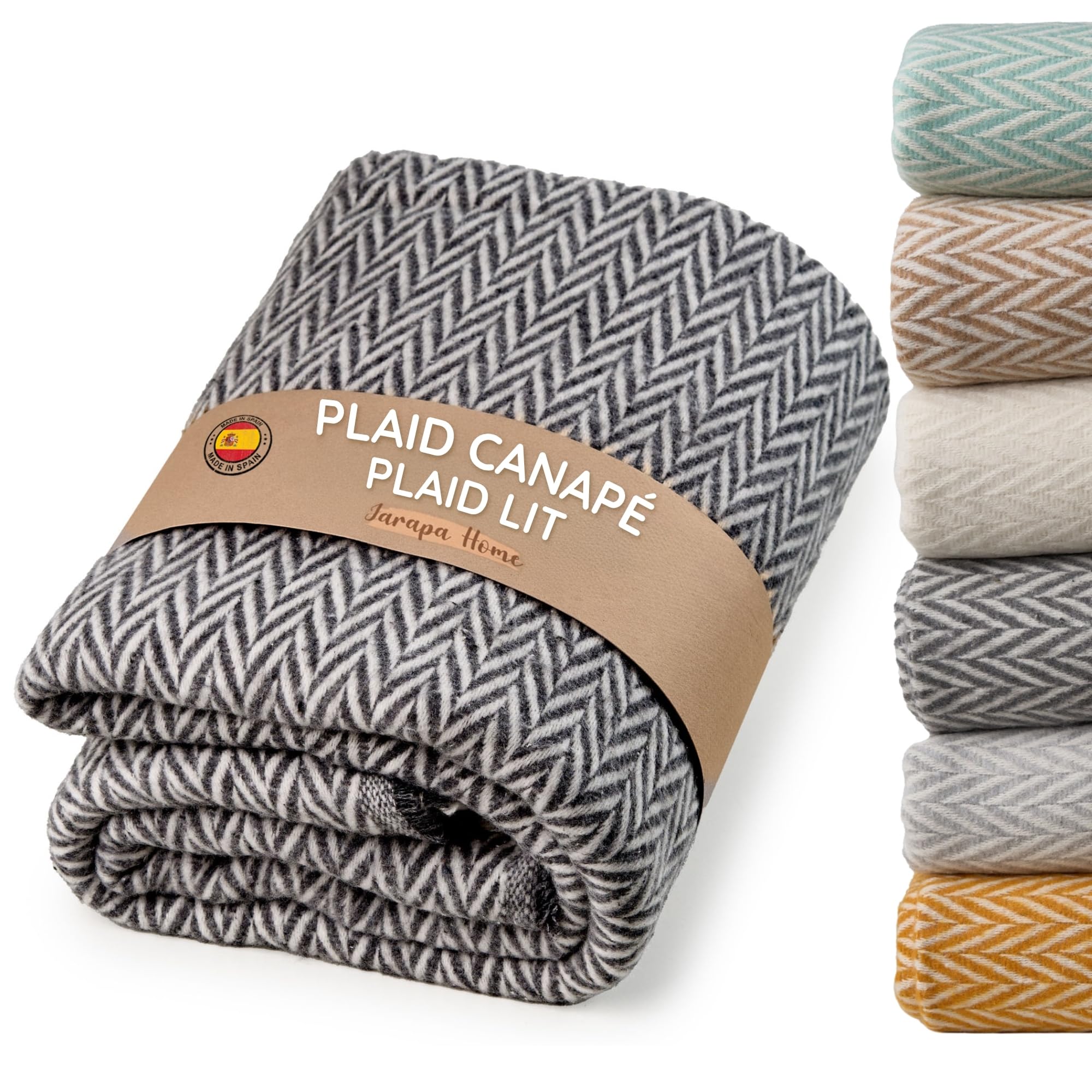 Plaid canapé coton gris foncé couverture multiusos 180x260 cm grand lit
