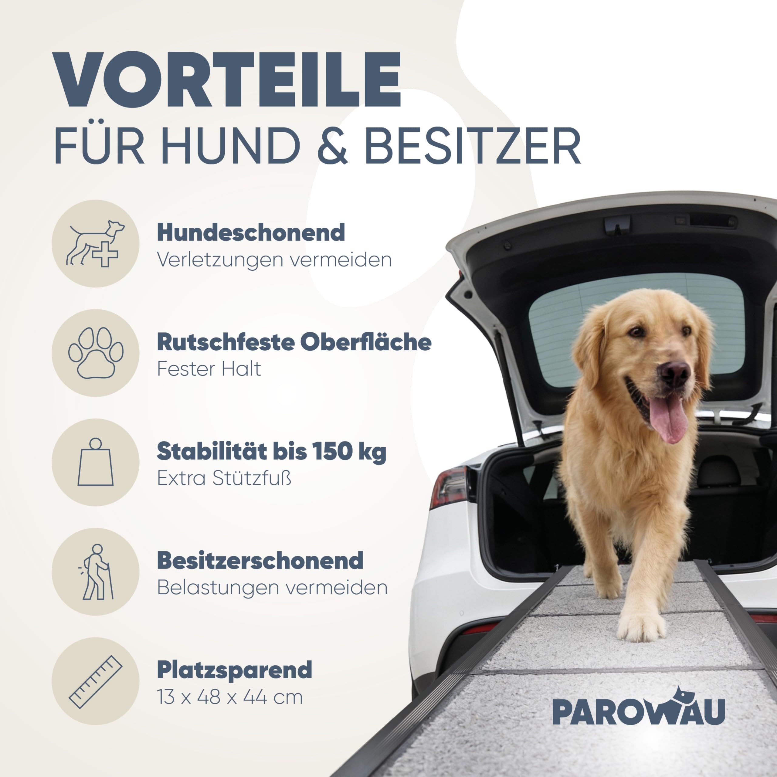 Rampa per cani per auto, pieghevole, 120 kg, extra stabile, con base aggiuntiva, 170 x 44 cm, per auto e SUV