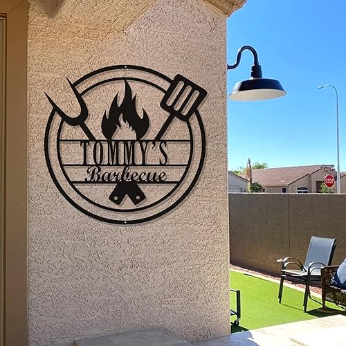 Miniatura 3 de Letrero personalizado con nombre para parrilla de barbacoa, letrero de metal personalizado para cocina al aire libre, decoración colgante de