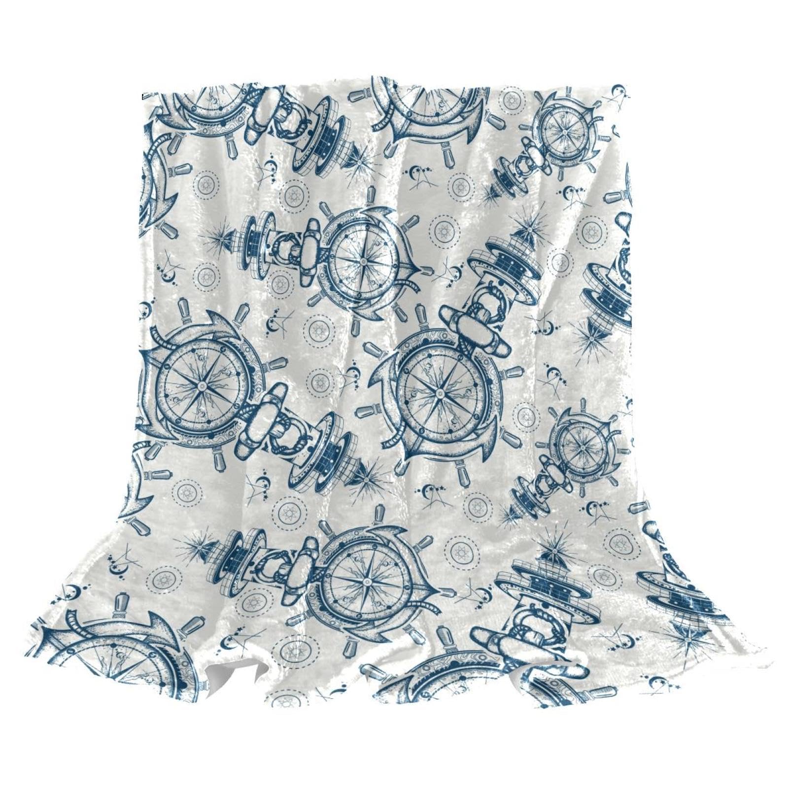 Couverture polaire compas de phare 150x200cm pour lit et canapé de salon