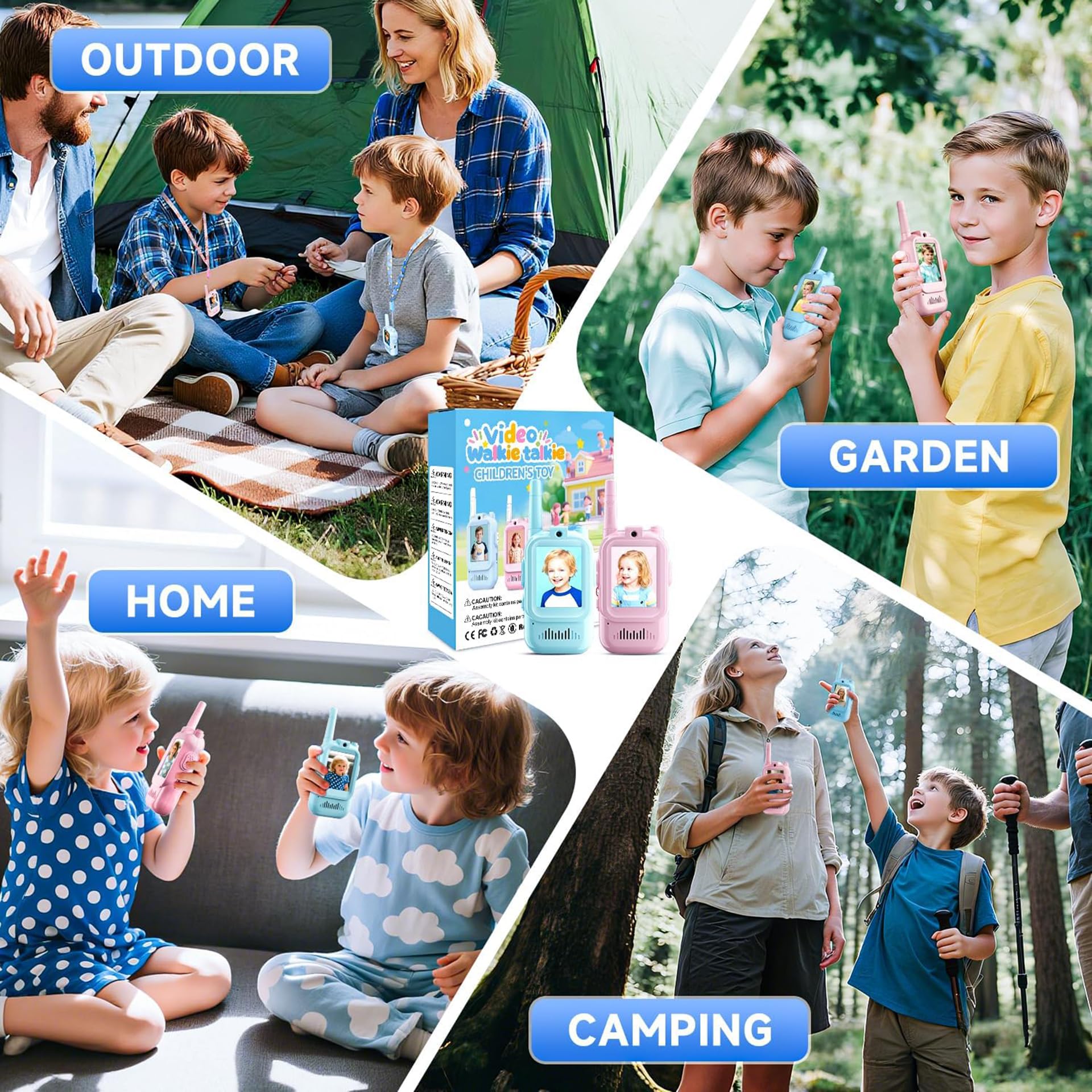 YIHANGG Talkies-Walkies Vidéo pour Enfants,Portables Lot de 2,Rechargeables,Intercom Vidéo Talkies-Walkies pour Enfants,pour Les Jeux en Famille,en Camping,en Randonnée,pour Garçons et Filles