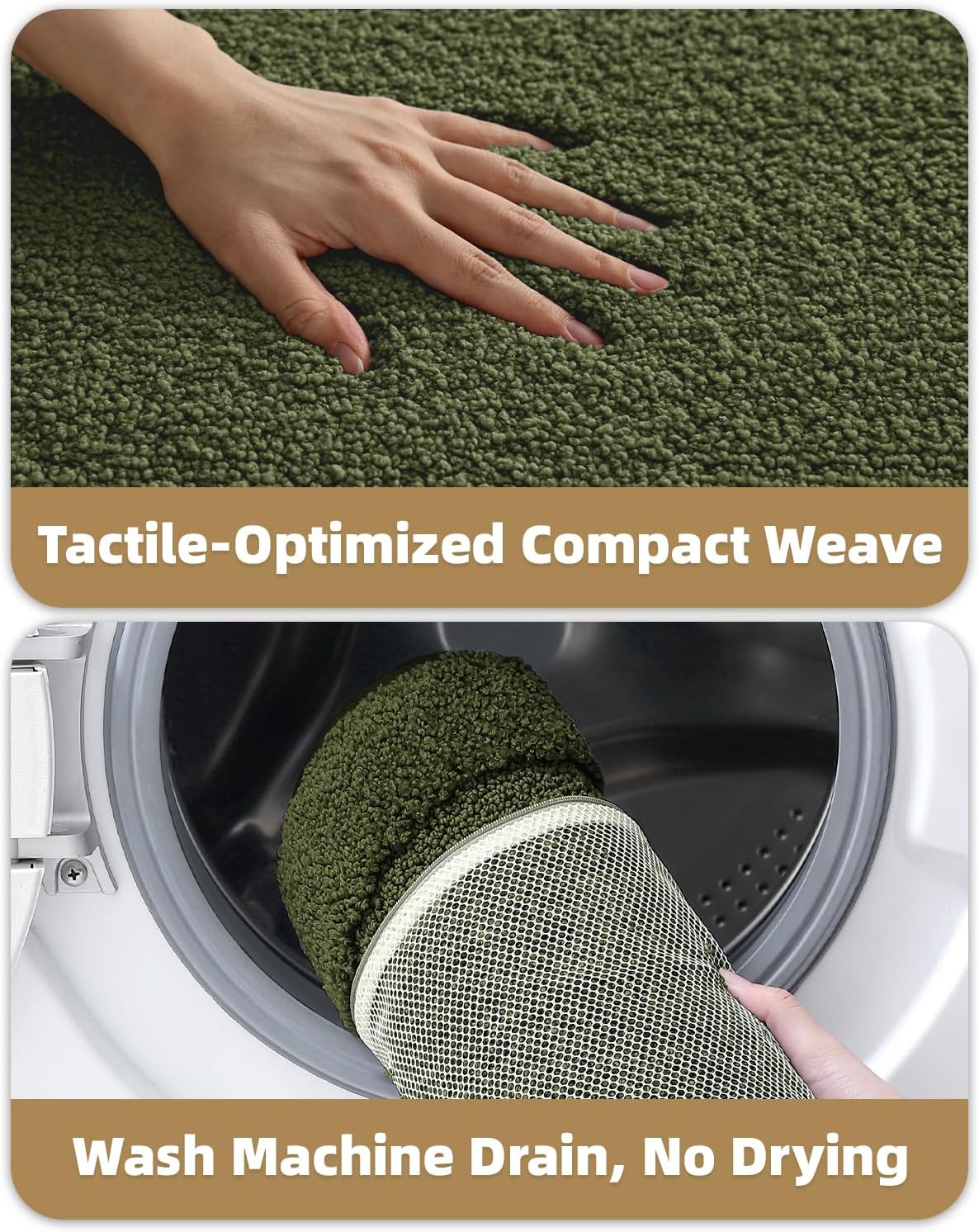 Color&Geometry Oval Green Bathroom Rugs 32x20, Extra Soft Absorbent Microfiber Bath Rugs, Non-Slip Bathroom mat, Washable Plush Bath Mats for Bathroom, Shower, Bathtub, Laundry, Green