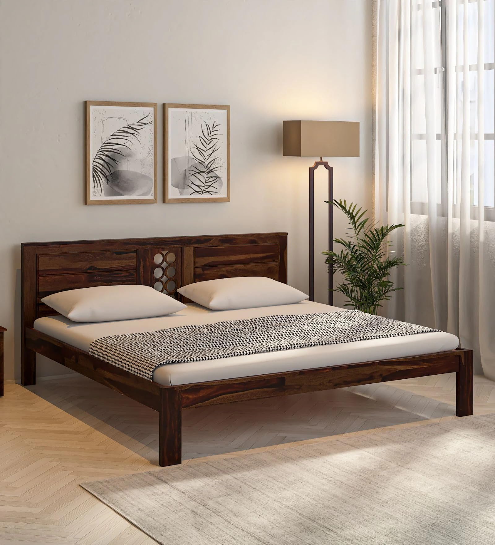 Ferrovilla Queen Size NNS6 Sheesham Wood Low Floor Bed for Bedroom | Sheesham Wood Bed | Solid Wood Bed | Bed for Home | Bed Without Storage| Queen Size Bed | Bedroom Furniture 2 Years Warranty-image-16