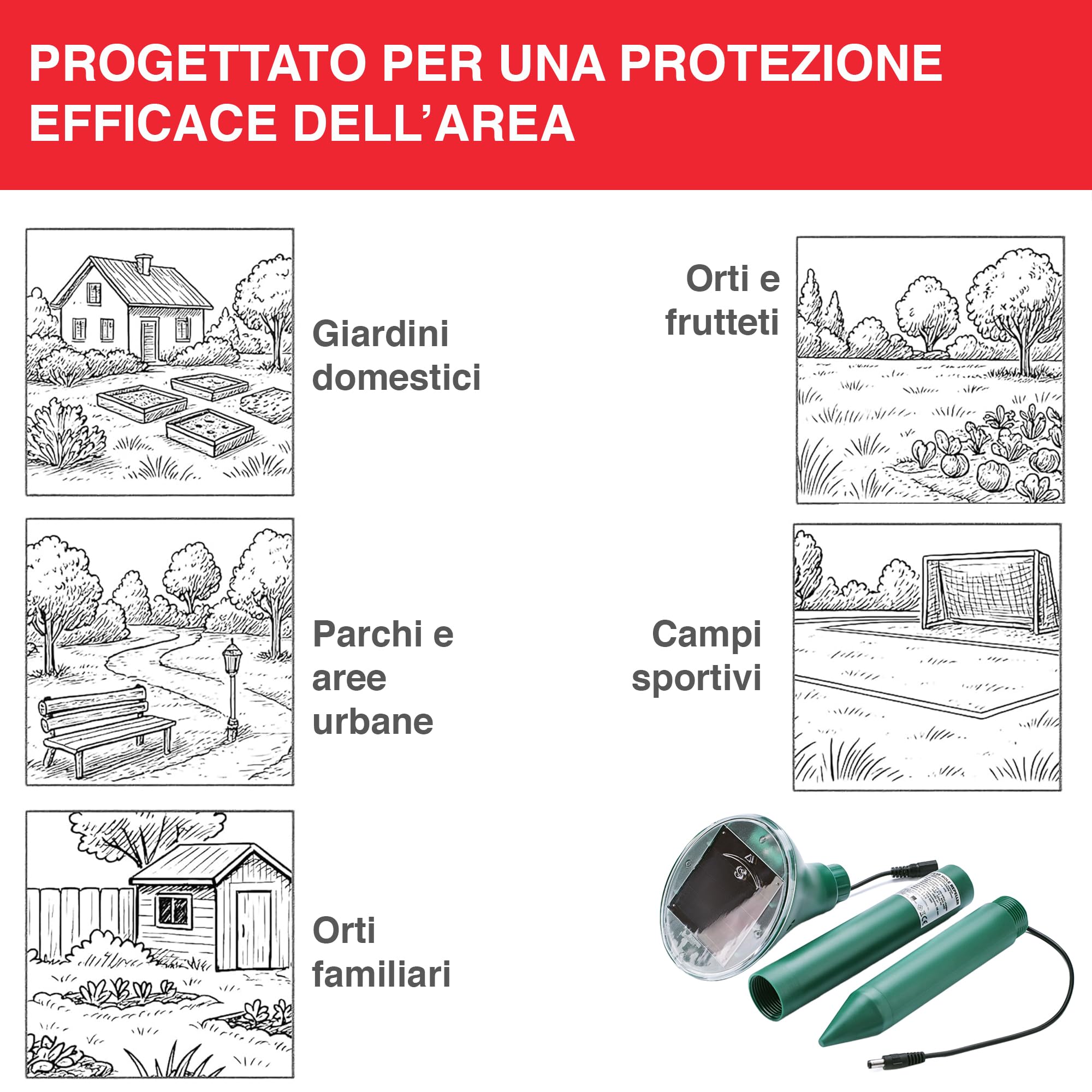 SWISSINNO Dissuasore solare talpe arvicole fino a 650 m² ultrasuoni vibrazioni anti roditori resistente alle intemperie per giardino prato funzionamento continuo giorno notte dispositivo 1 pezzo