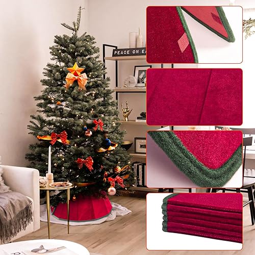 Miniatura 3 de Collar de árbol de Navidad, falda plegable de terciopelo para árbol de Navidad, cubierta base de soporte para árbol de Navidad para decoración de