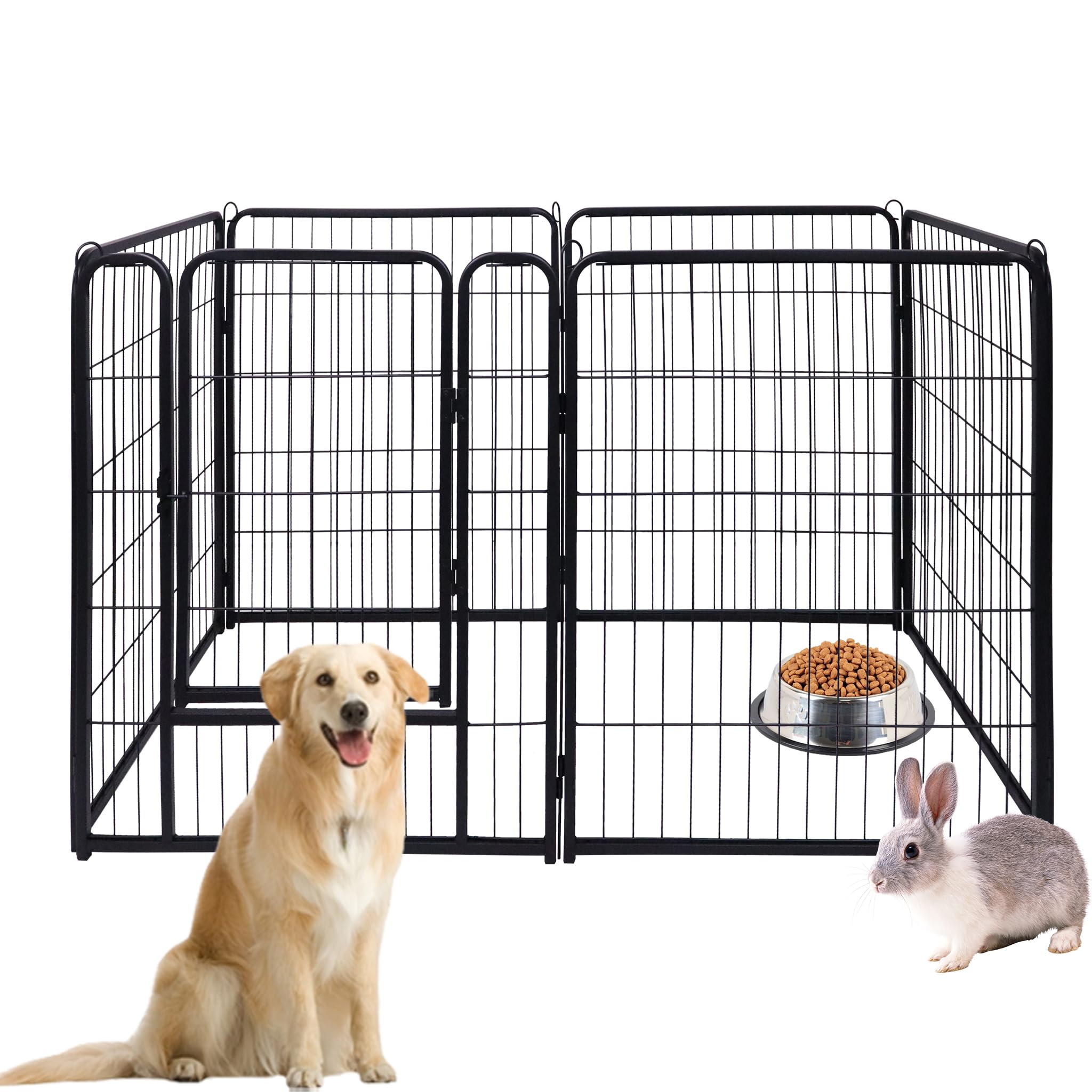 ACXIN Beccucciolo di scarico per cani, pieghevole, 6 griglie, con porta, 65 x 80 cm, per interni ed esterni, nero opaco