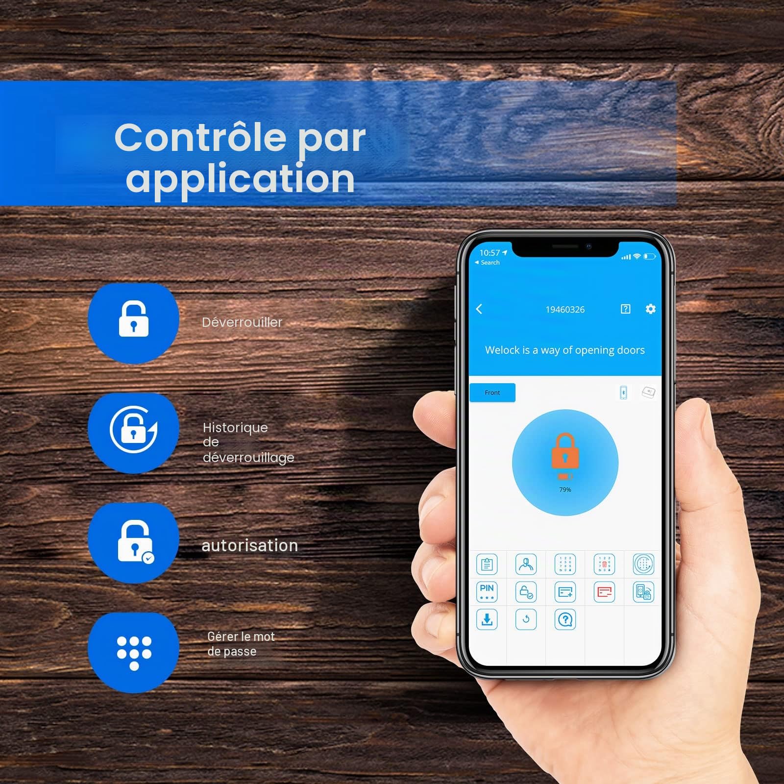 RUILON PCB01 Serrure connectée à code 40x30 - Cylindre electronique | Serrure intelligente avec 1 cache silicone 3 cartes RFID, portes 50-100 mm, Code temporaire, Clavier rétroéclairé, Airbnb