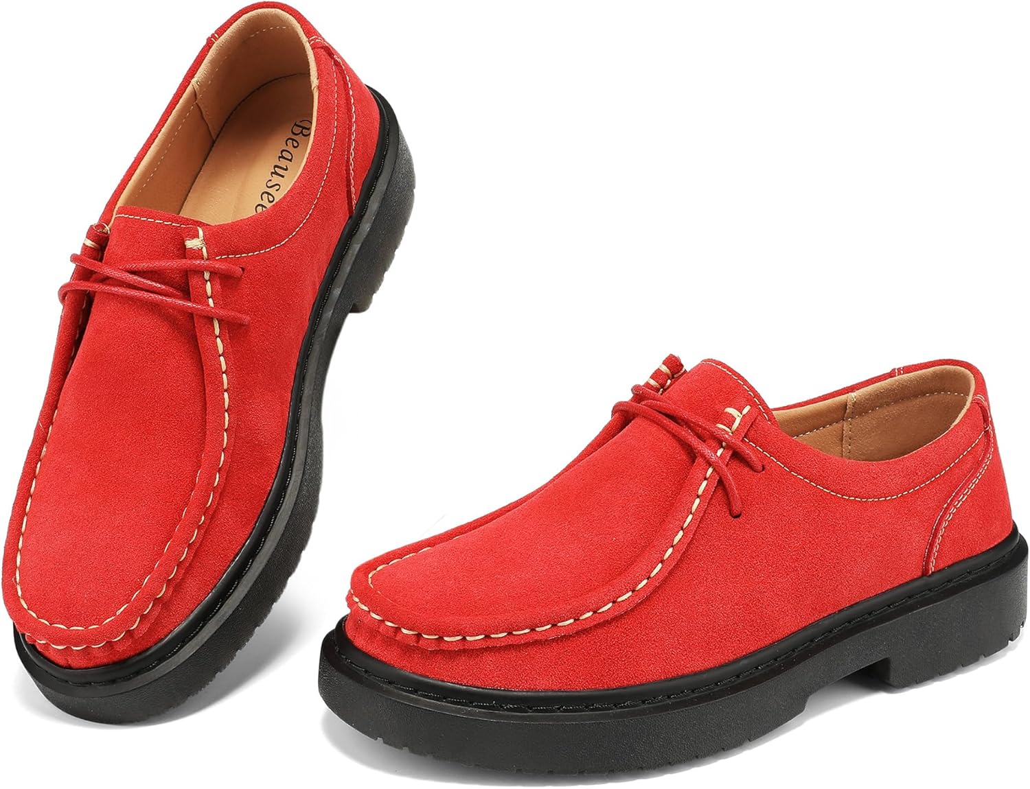 BEAUSEEN Women's Penny Loafers Slip-On Shoes, Comfortable Suede Flat Driving Moccasins for Business Casual, Work Office, Everyday Walking