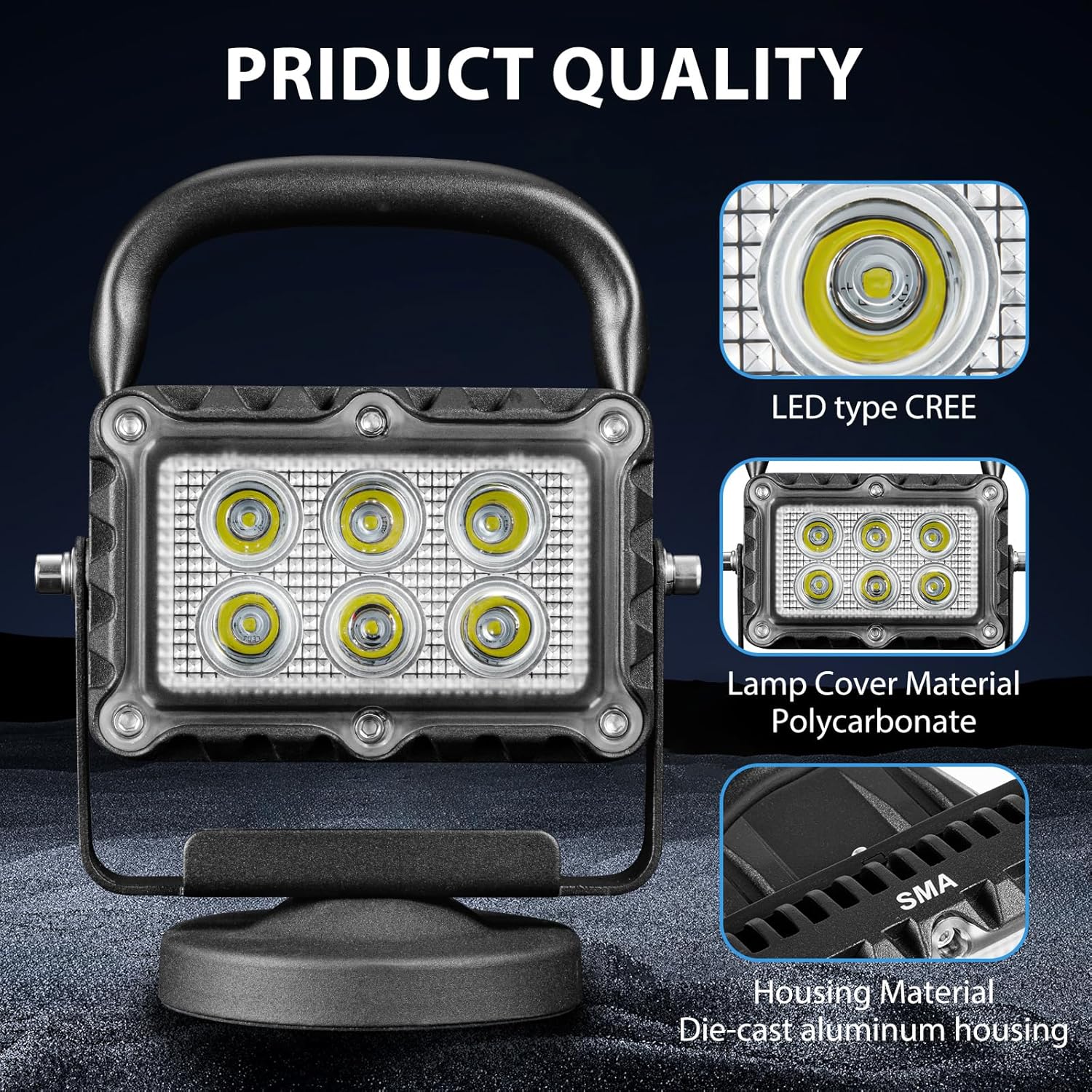 18W LED Work Light 2400 Lumens Aluminum Alloy High Brightness Strong Magnetic Base Wireless Portable Waterproof Dustproof Garage Workshop Car Repair Construction Site-Red Light (White)