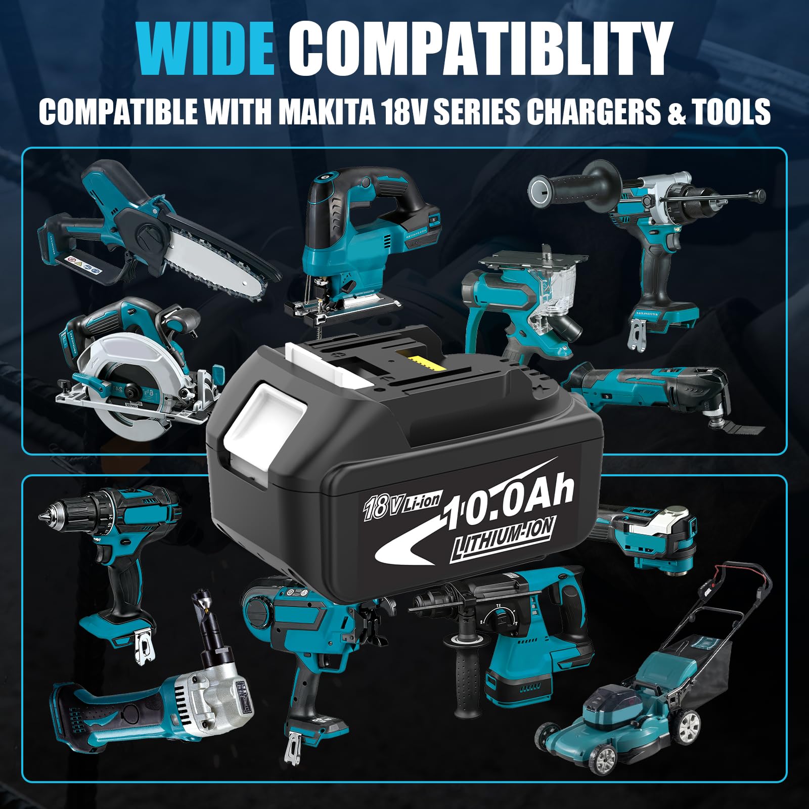 2Stück 10000 mAh Kompatibel mit Makita Akku 18V BL1850 BL1860 BL1840 BL1830 mit LED Indikator