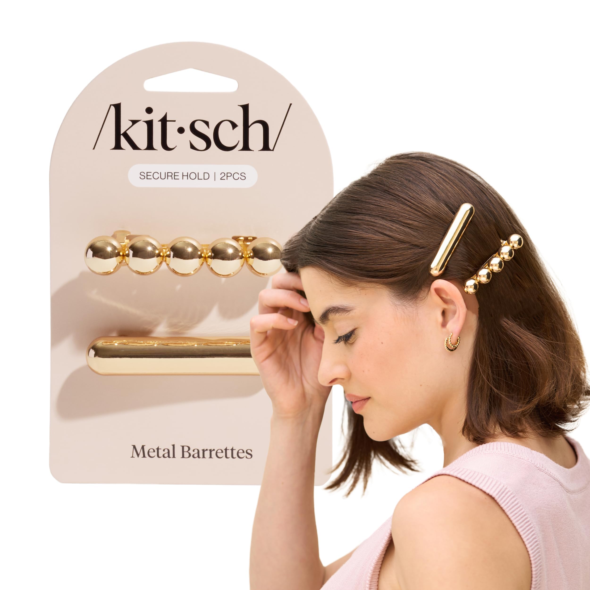 Kitsch Haarspangen aus Metall, Wolken und Blasen, goldfarben, 2 Stück
