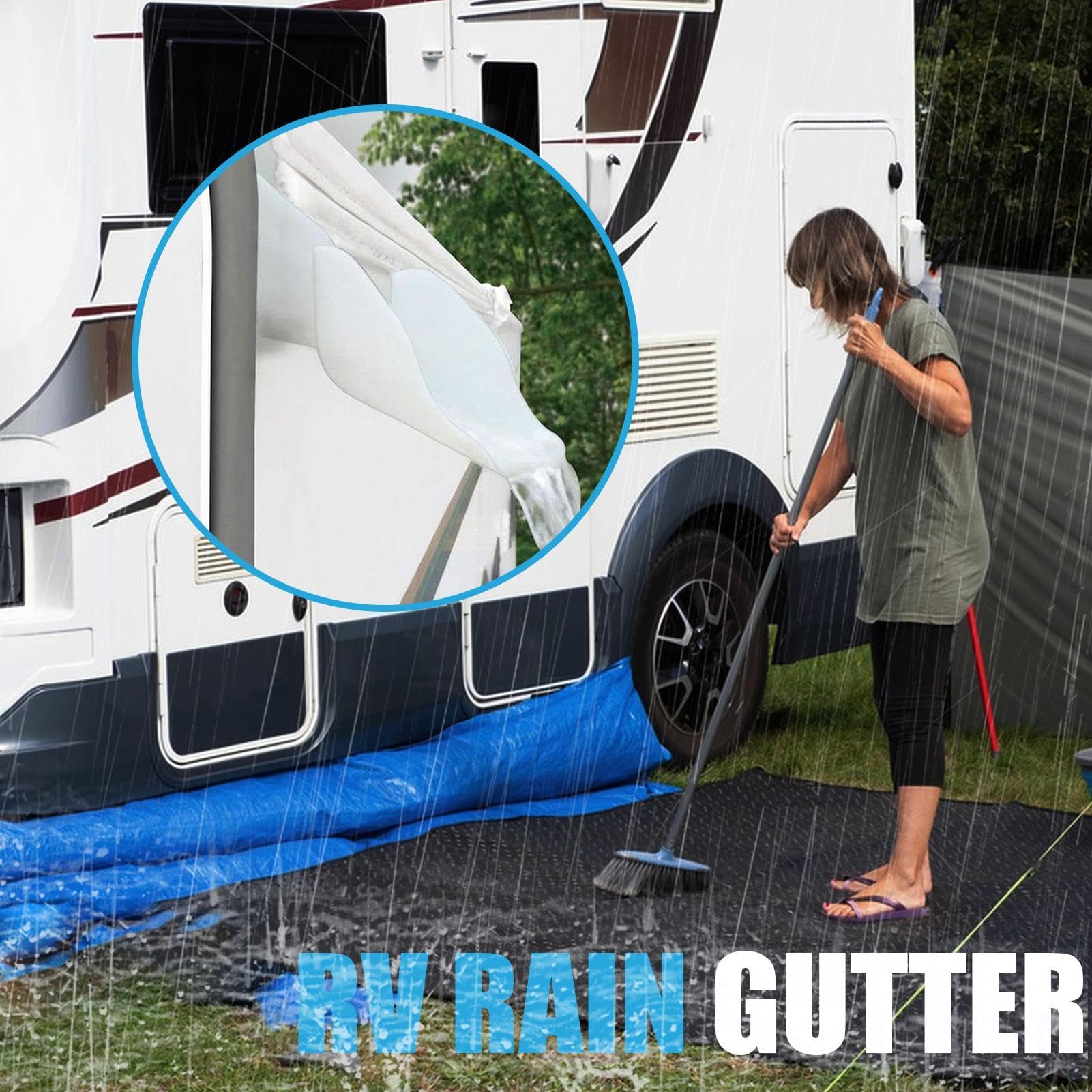 Dachrinnenauslauf Für Wohnmobile, Dachrinnenset Für Schuppen - Wohnmobil-Dachrinn-enverlängerungen Regenrinnenauslauf,Linke Und Rechte Seiten-Rv-Regenrinne, Dachreling-Dachrinnen-laufschutz,
