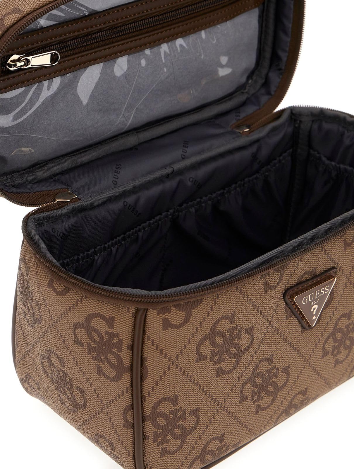 GUESS Toiletry Train Case Latte Logo/Brown