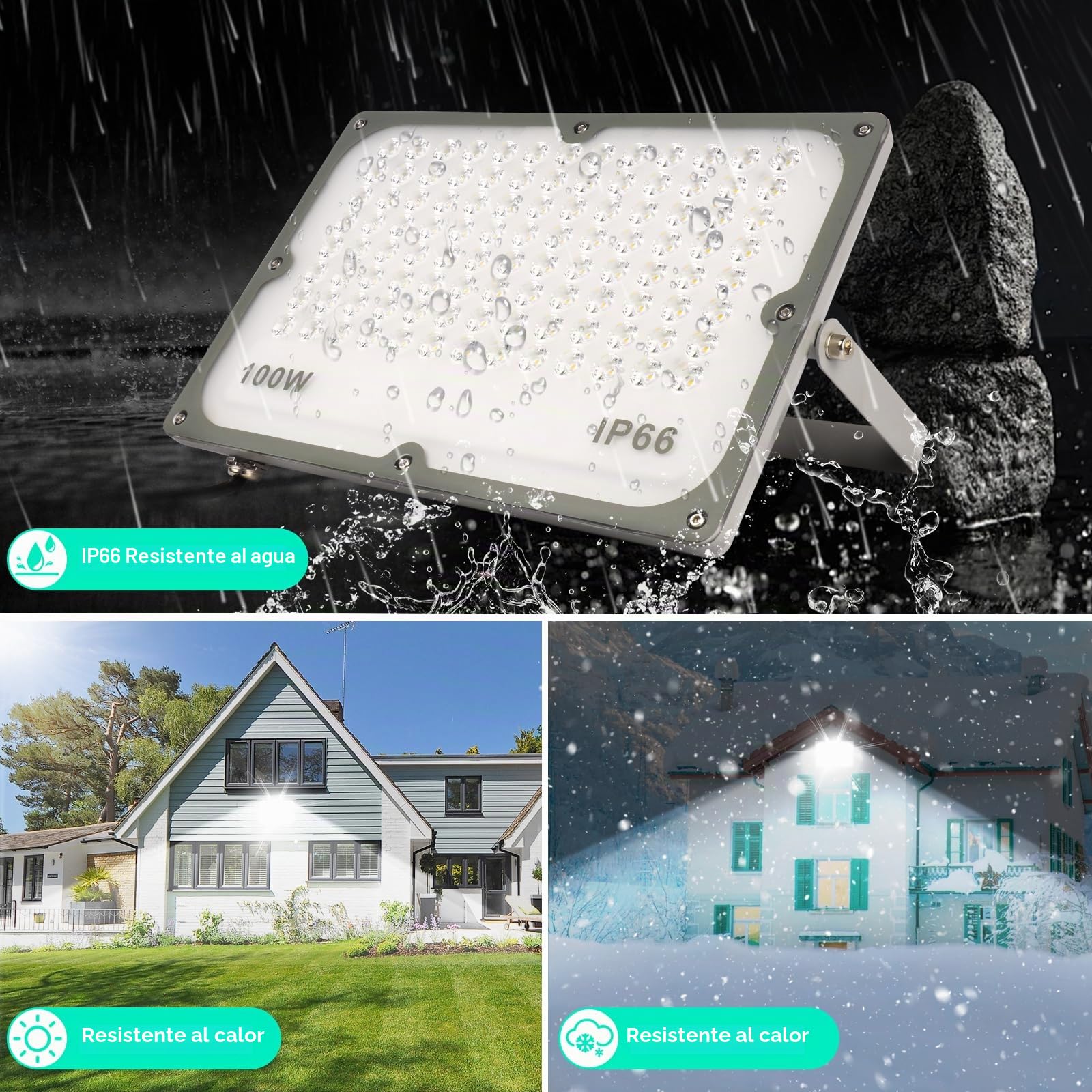 Foco Proyector LED 400W, Super Brillante Blanco Frío Luz de Seguridad LED IP66 Impermeable Potente Luces LED Floodlight Exterior, Focos LED Exterior para Casa, Garaje, Patio, Terraza, Campo