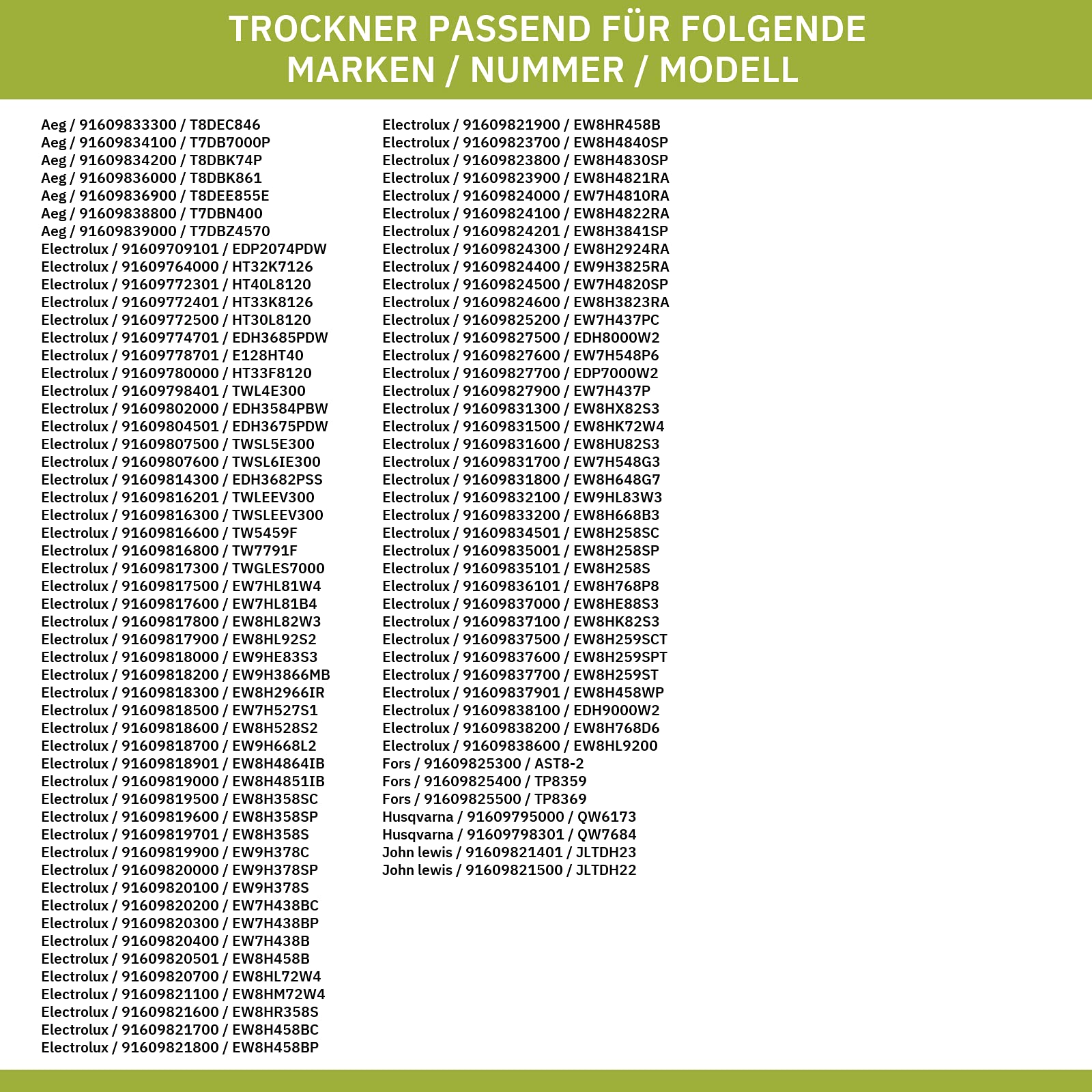 eVendix Türdichtung vorne AEG 14006609701/9 für Trockner