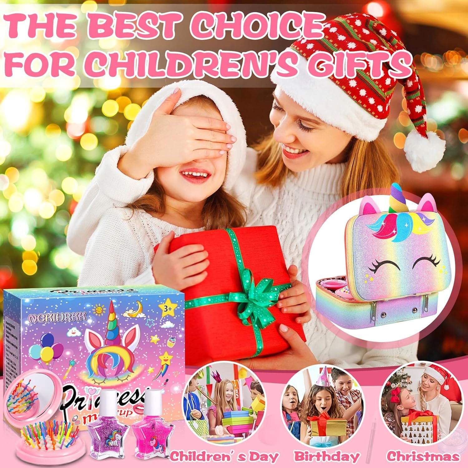 Kinderschminke Set Mädchen, 34 Stück Waschbar Make up Spielzeug für Mädchen, Schminkkoffer Schminkset Madchen Spielzeug, Schminke Kinder Geschenke für Madchen ab 5 6 7 8 9 10 Jahre