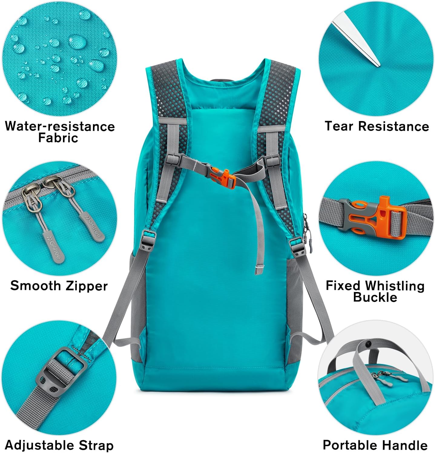 G4Free 25L Lightweight Hiking Backpack Packable Foldable Sport Travel Daypack Water Resistant for Women Men（Peacock Blue） - Image 4