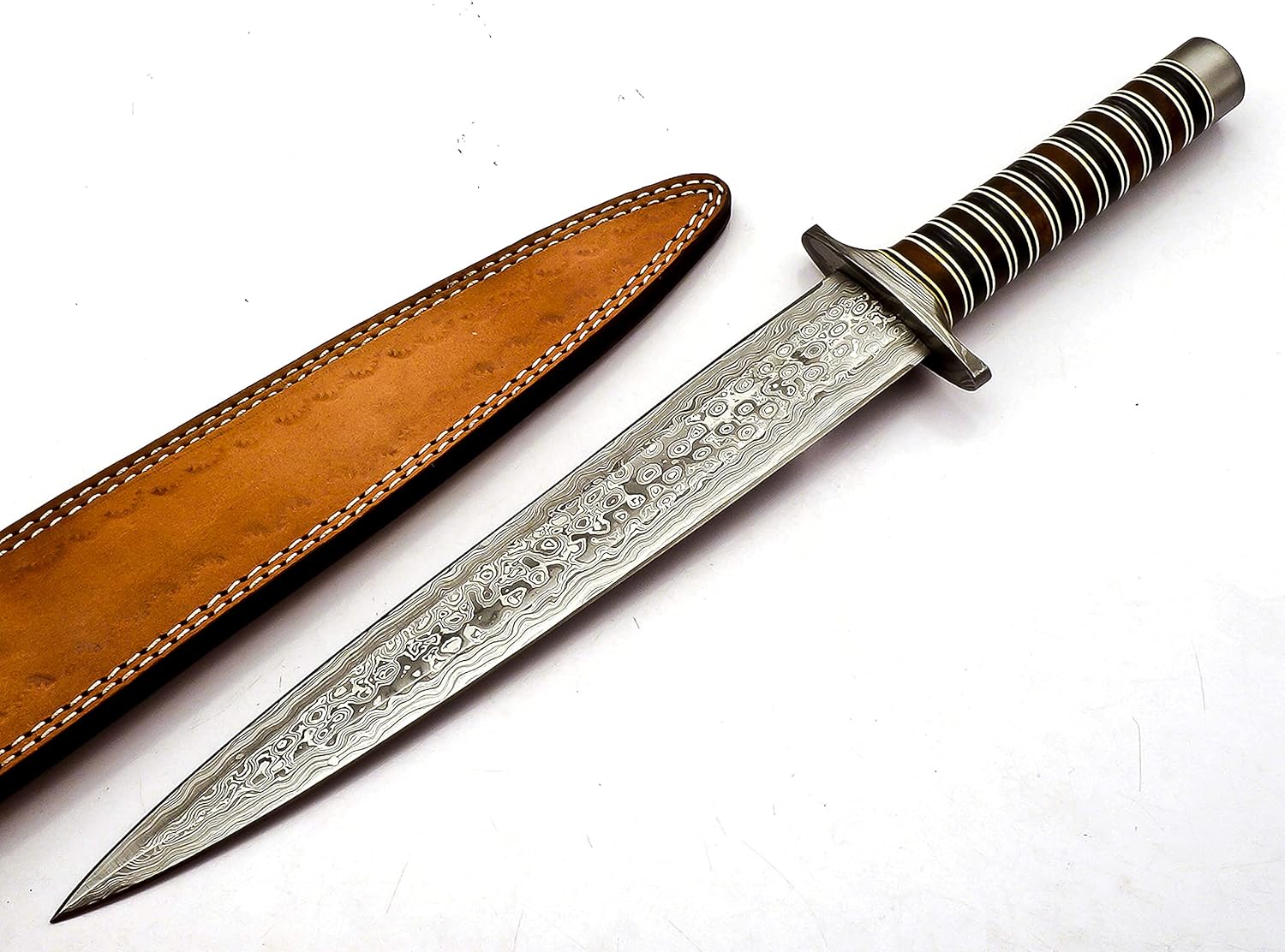 DK-6464 Handmade Damascus Steel 18 Inches Damascus Steel Hunting Knife - Beautiful Rose Wood & Black Micarta Handle