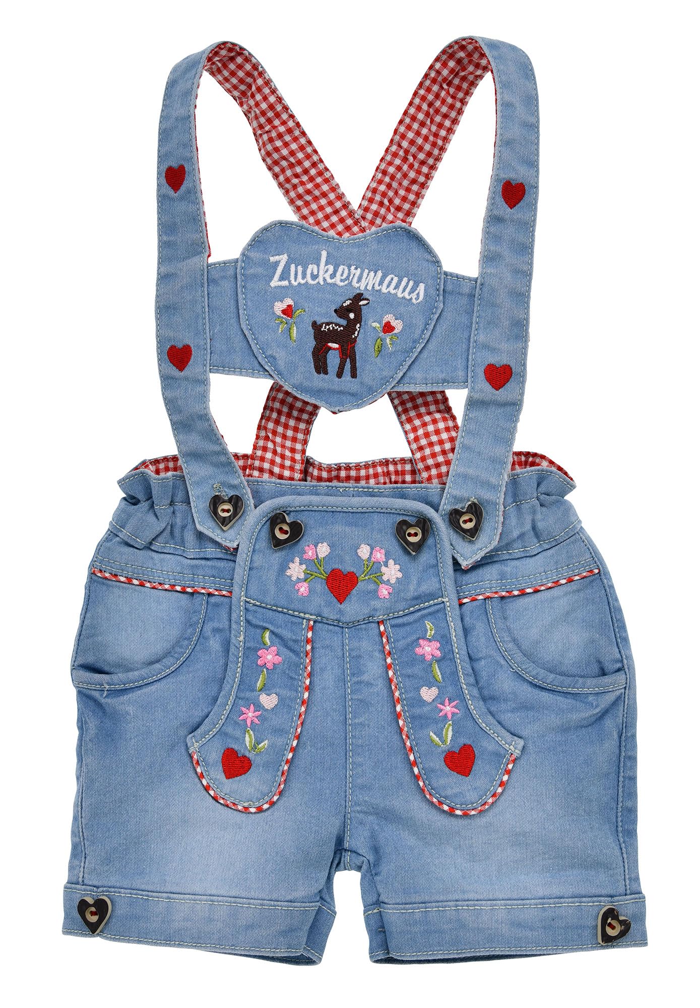 Bondi Latz-Jeansshort ´Zuckermaus´, Blue Denim 104 Tracht Baby Mädchen Artikel-Nr.86997