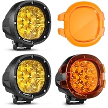 Auxbeam 4 Inch 90W LED Round Lights+Amber Cover, 9000LM Super Bright Offroad Driving Pods, P4 Series Spot Beam Bumper Fog Ditch Lights for Trucks, SUVs, Jeep Wrangler, ATV/UTV, Motorcycle, 2-Pack