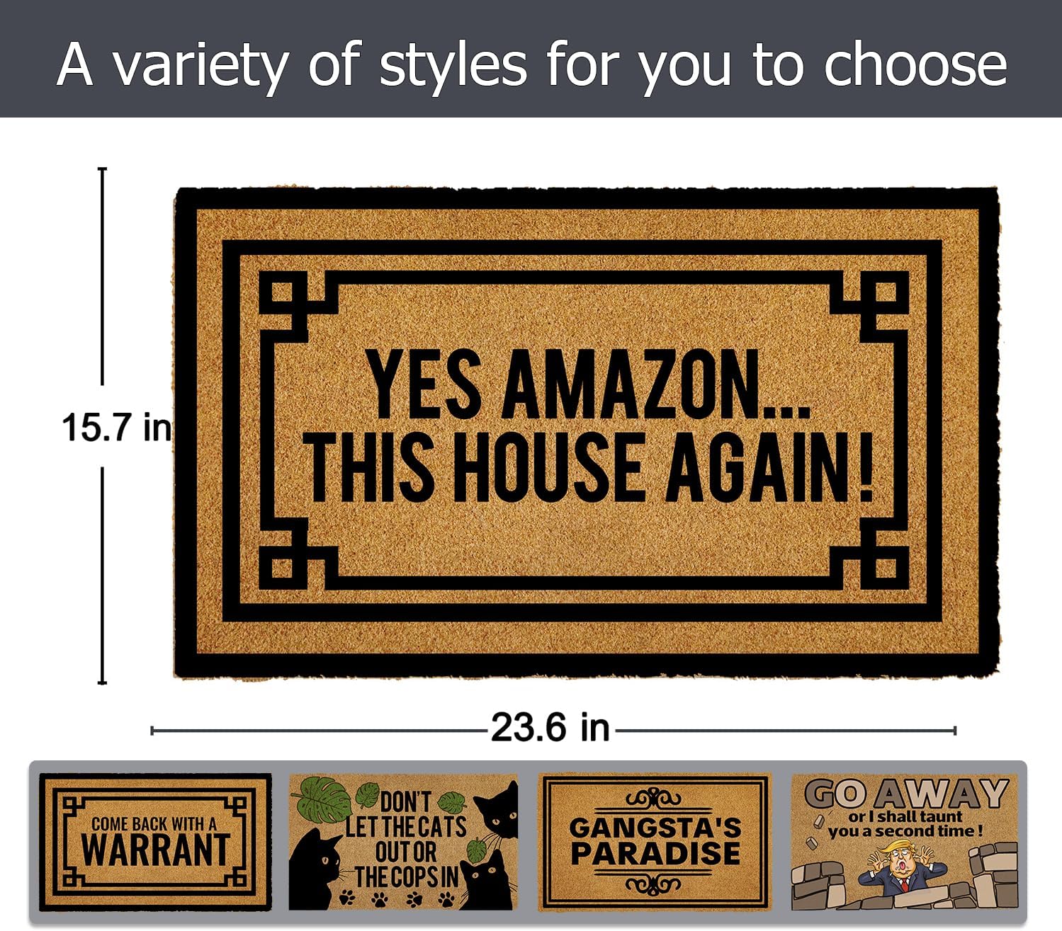 Yes This House Again Faux Coir Felt Outdoor Funny Welcome Mats for Front Door Mat Cute with Rubber Backing, 23.6" x 15.7" Size Funny Welcome Mat Funny