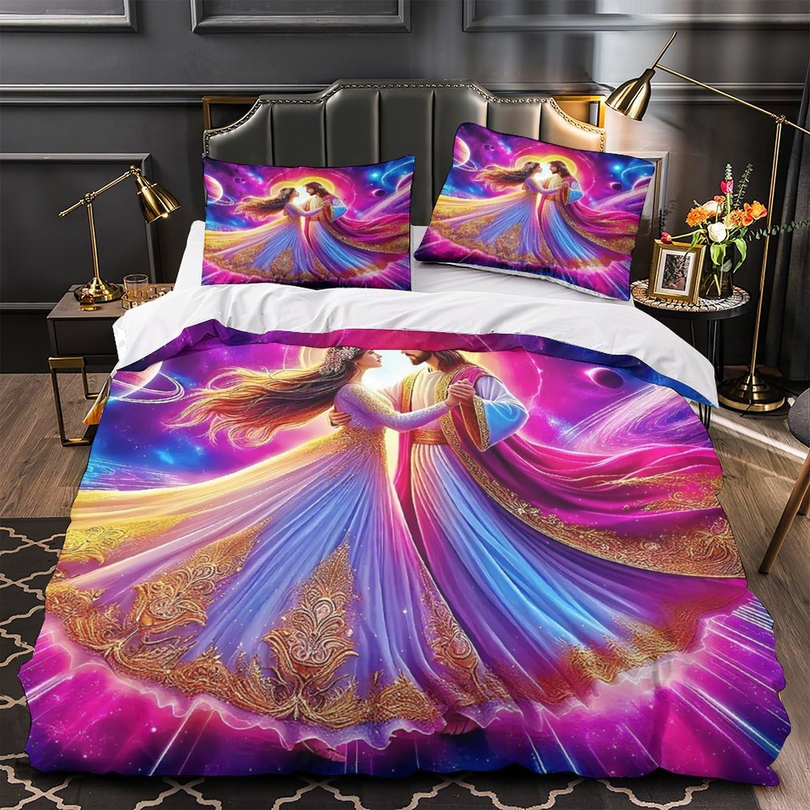 Parure de lit Jésus en microfibre premium 260x220 cm avec finitions soignées