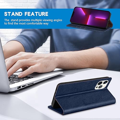 Miniatura 4 de ZZXX Funda tipo cartera para iPhone 13 Pro Max con bloqueo RFID, soporte de ranura para tarjetas, funda protectora de cuero magnético fuerte para