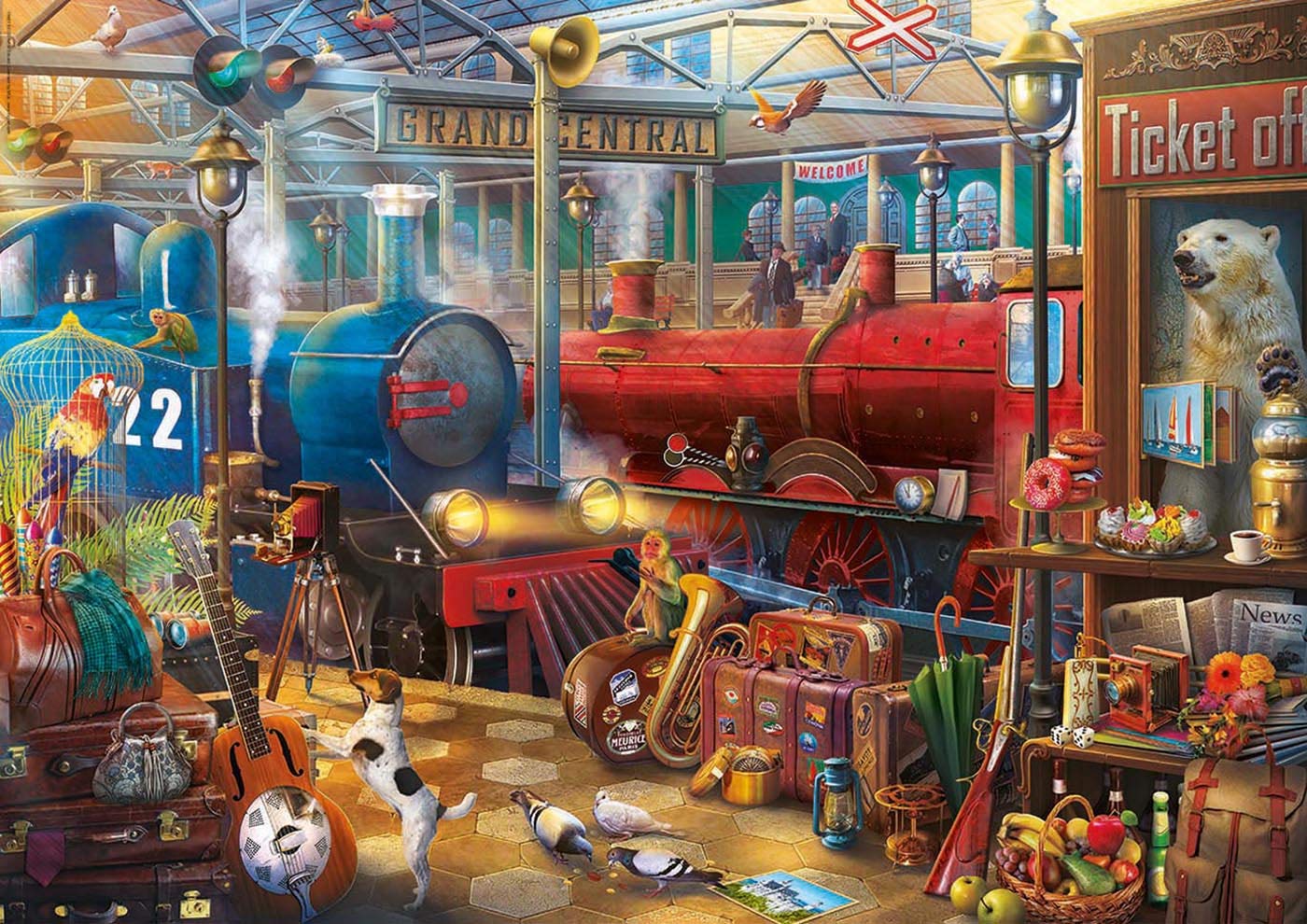 Educa 18479, Bahnhof, 500 Teile Enigmatic Puzzle für Erwachsene und Kinder ab 10 Jahren, Wimmelpuzzle
