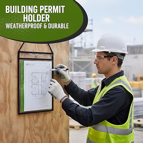 Vista 7 de Paquete de 20 soportes para boletos de trabajo de 9 x 12 pulgadas con correa, soporte para permisos para documentos, soportes para boletos de tienda