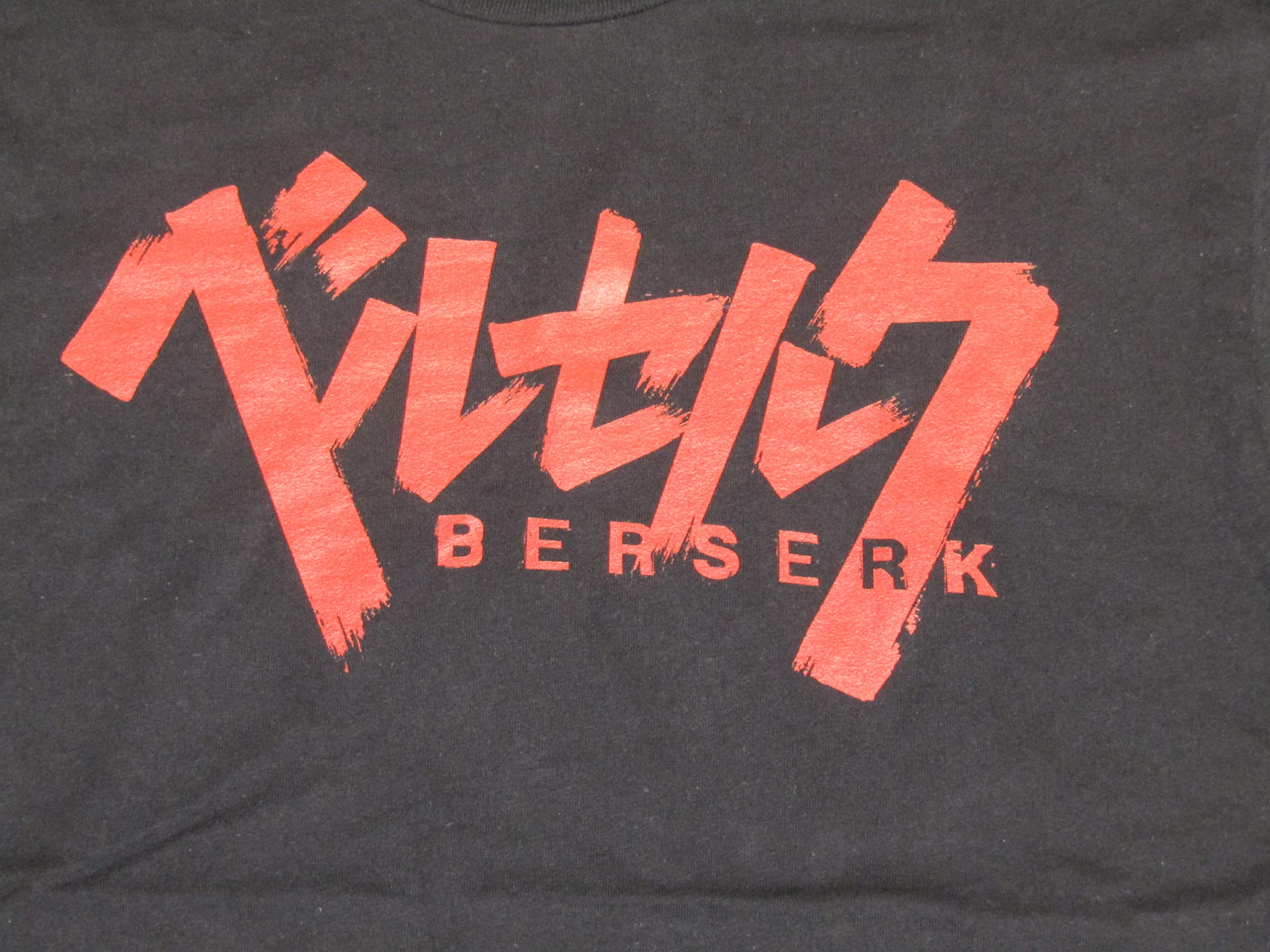 Berserk Red Kanji Logo Men's Black Long Sleeve Shirt-XXL