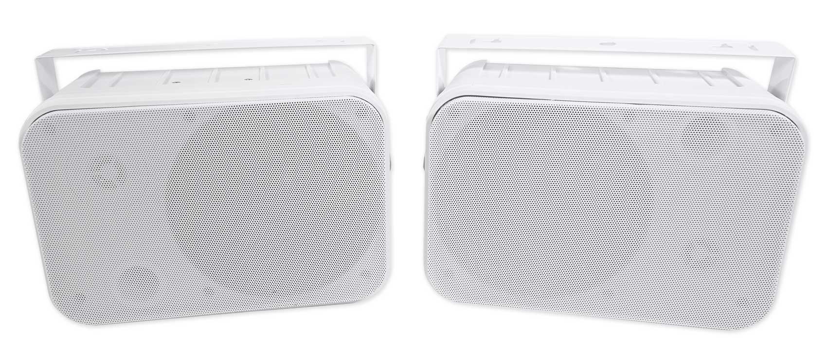 Rockville Pair HP65S-8 6.5" 500W White Outdoor/Indoor Speakers, 8 Ohm, Waterproof, Swivel Bracket, Paintable Grill, for Patio and Home Theater