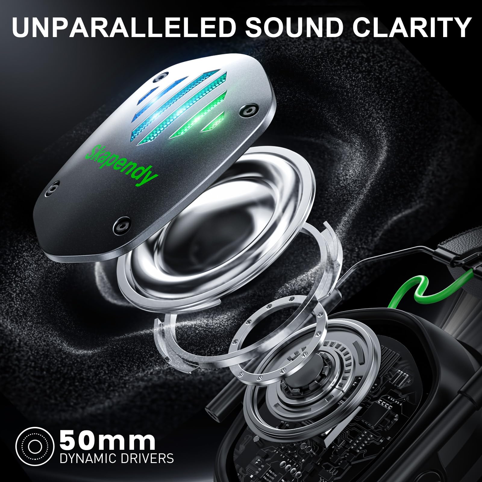 Skapendy VK81 Gaming Headset, 2.4GHz+BT(≤20ms), 3D Surround Sound Wireless Headset Mit ENC Noise Cancelling Mikrofon für PS5, PS4, Switch, Mac, PC, Mobile