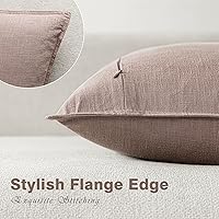 Vista 45 de Foindtower Paquete de 2 fundas de almohada decorativas de lino y liso, funda de cojín decorativa suave, estilo bohemio campestre para silla, sofá