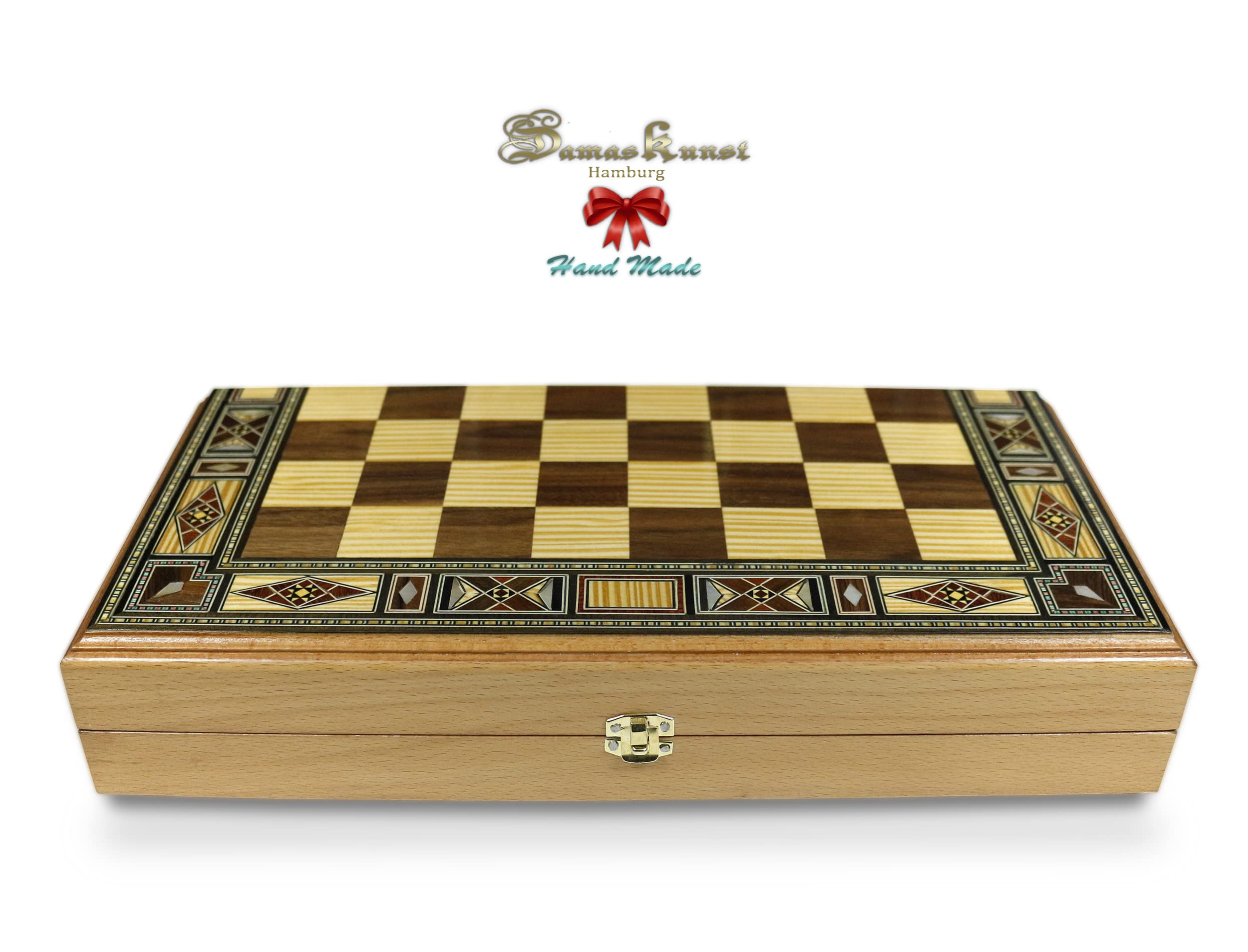 Elessar 40 x 40 cm in legno Tavla/scacchi DAMA BK 414 con 30 pietre in legno, 50 x 50 cm