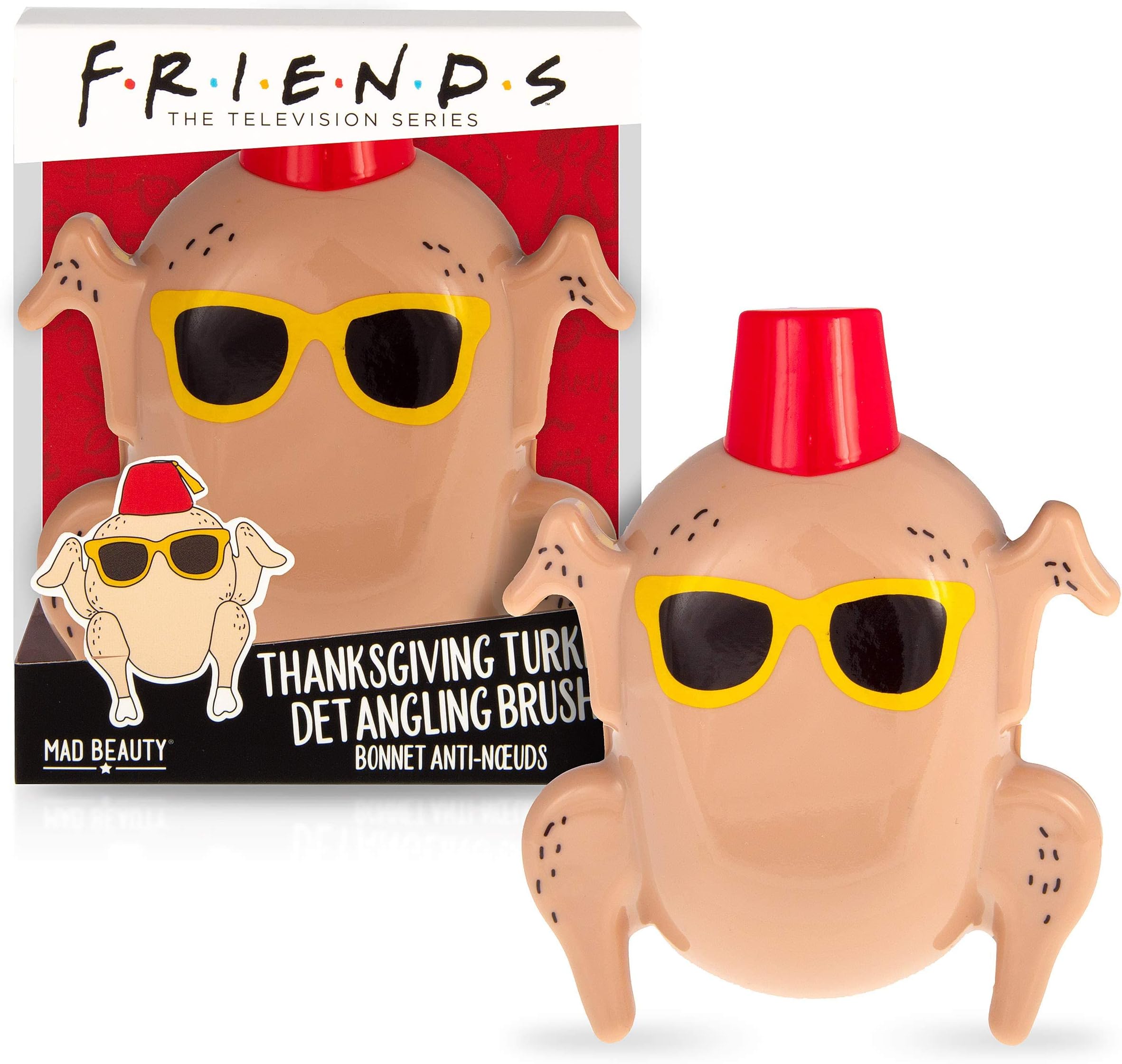 Mad Beauty TV Show Turkey Detangling Hair Brush | Cruelty-Free Cosmetics | Throwback to 90s, Novelty Gift, Morning Routine Fun | Gifts for Women, Adults, and Kids
